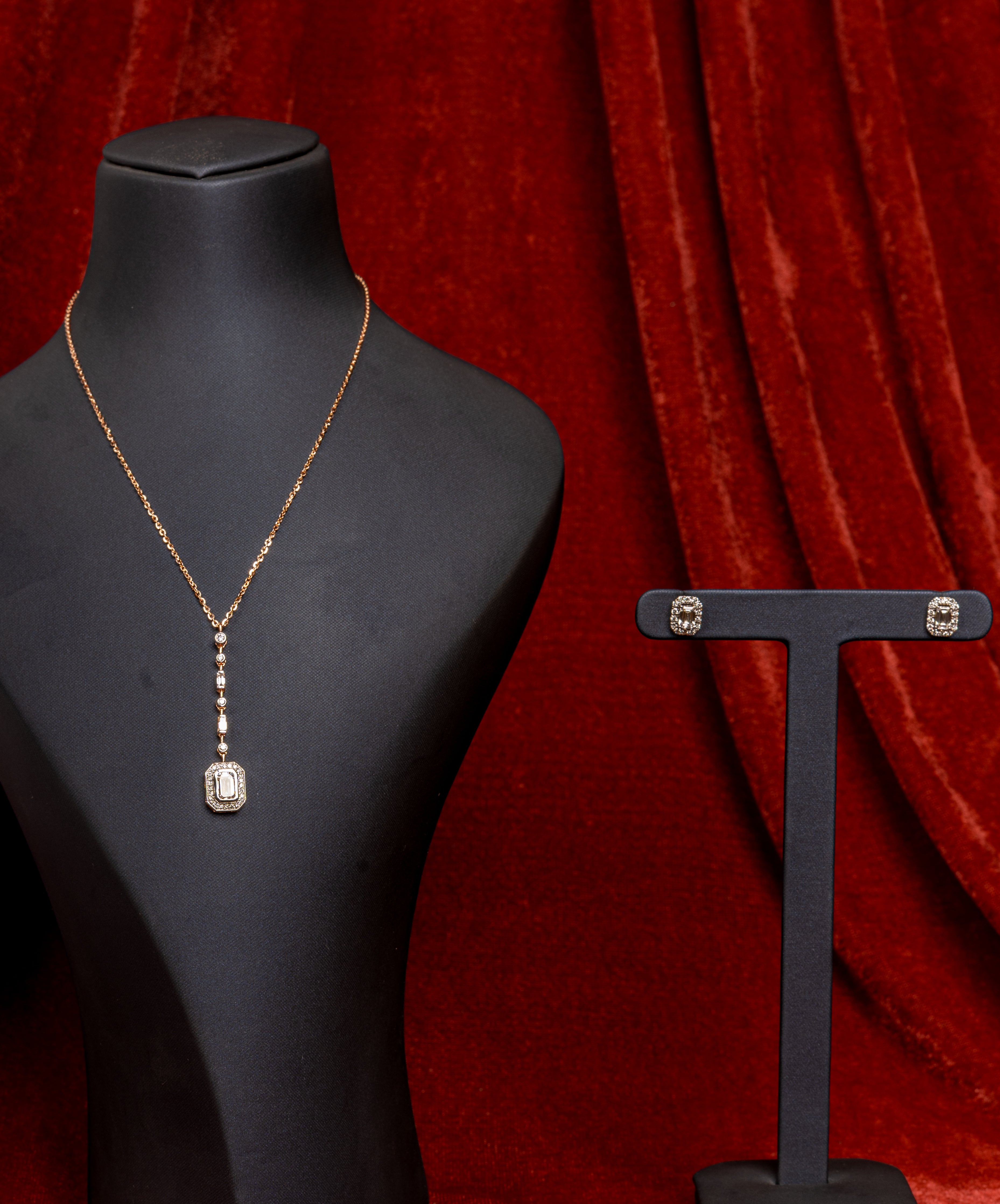 Aurelia Halo Drop Necklace & Stud Earrings Set