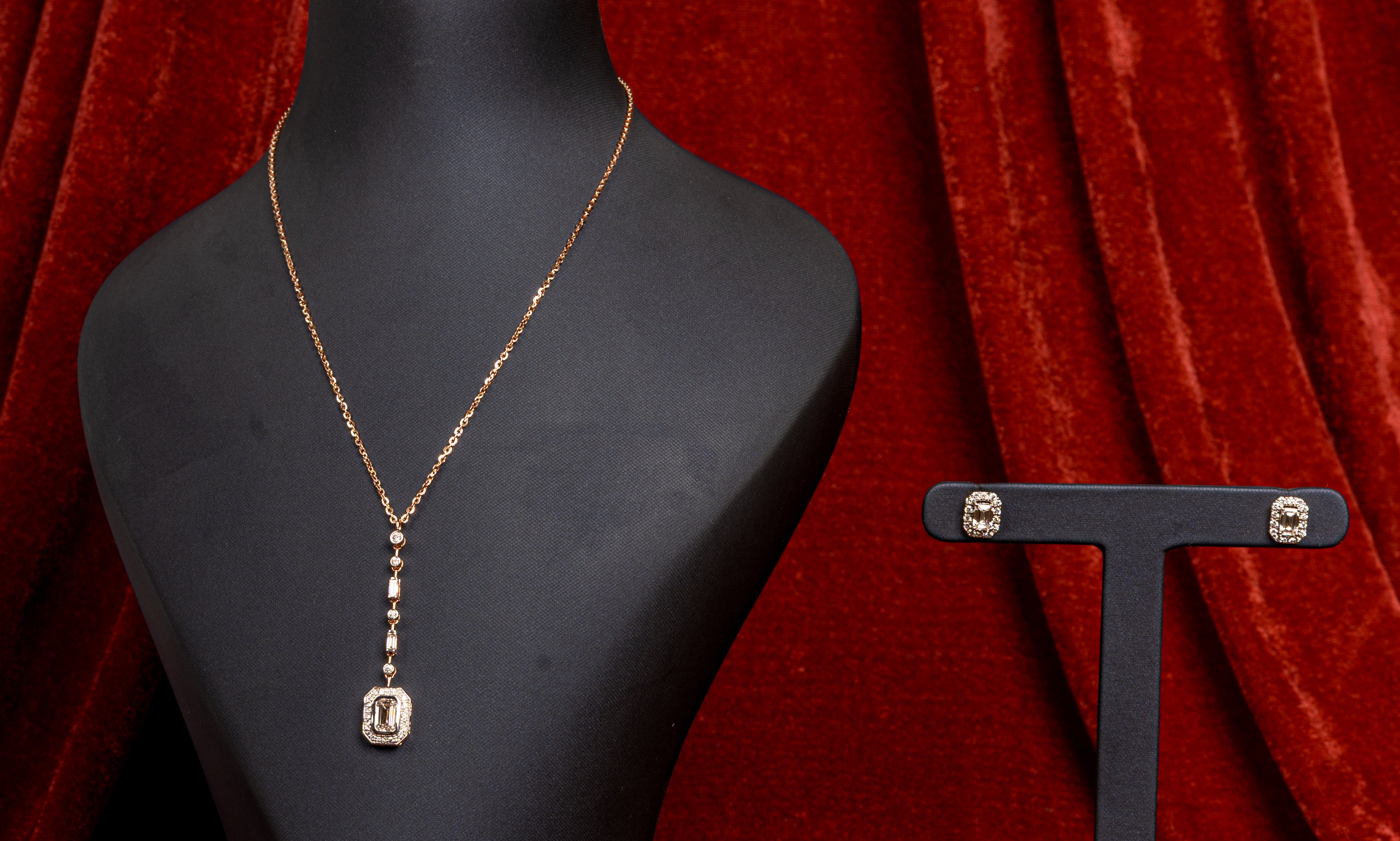 Aurelia Halo Drop Necklace & Stud Earrings Set