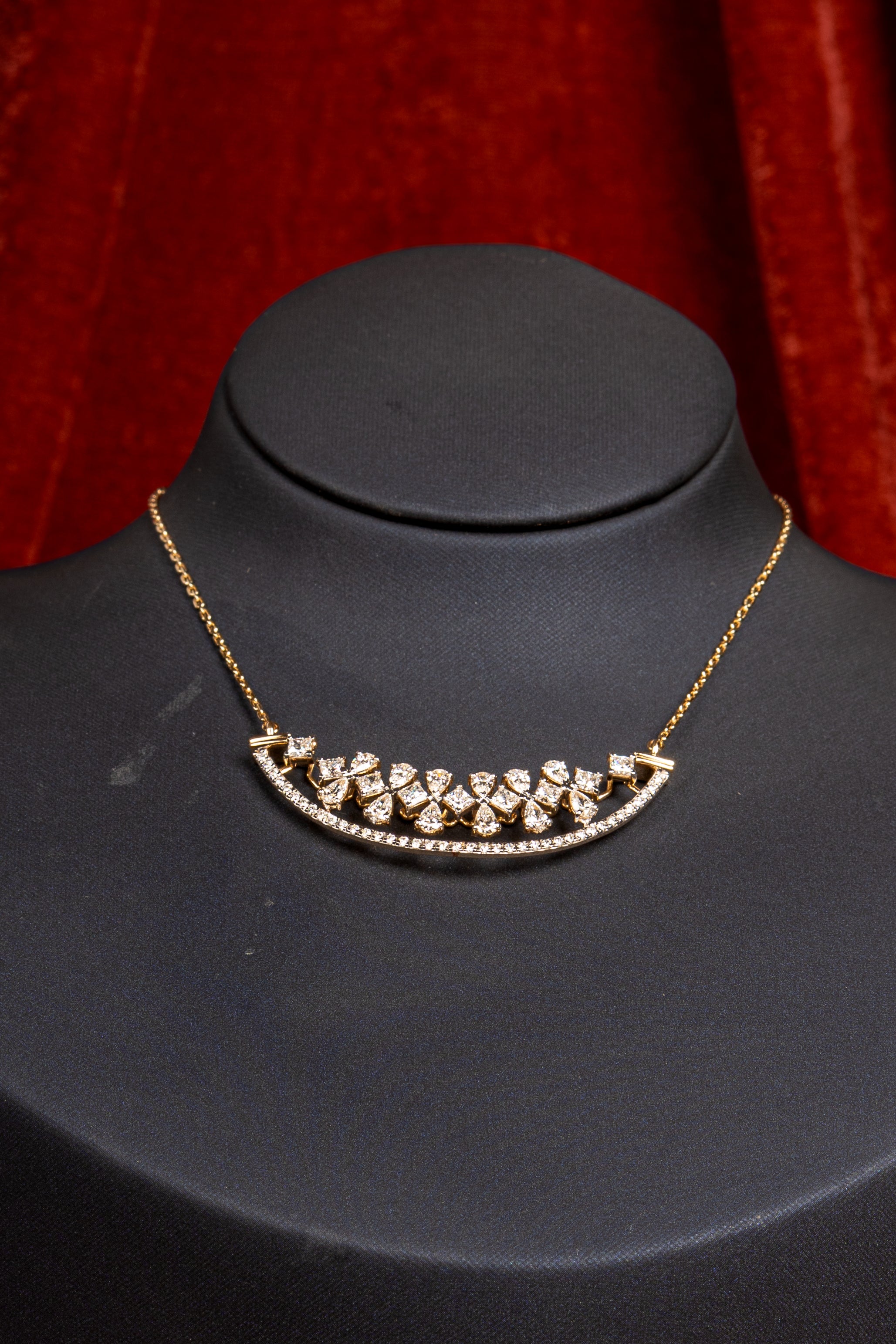 Celeste Heart Cascade Necklace & Floral Stud Earrings Set
