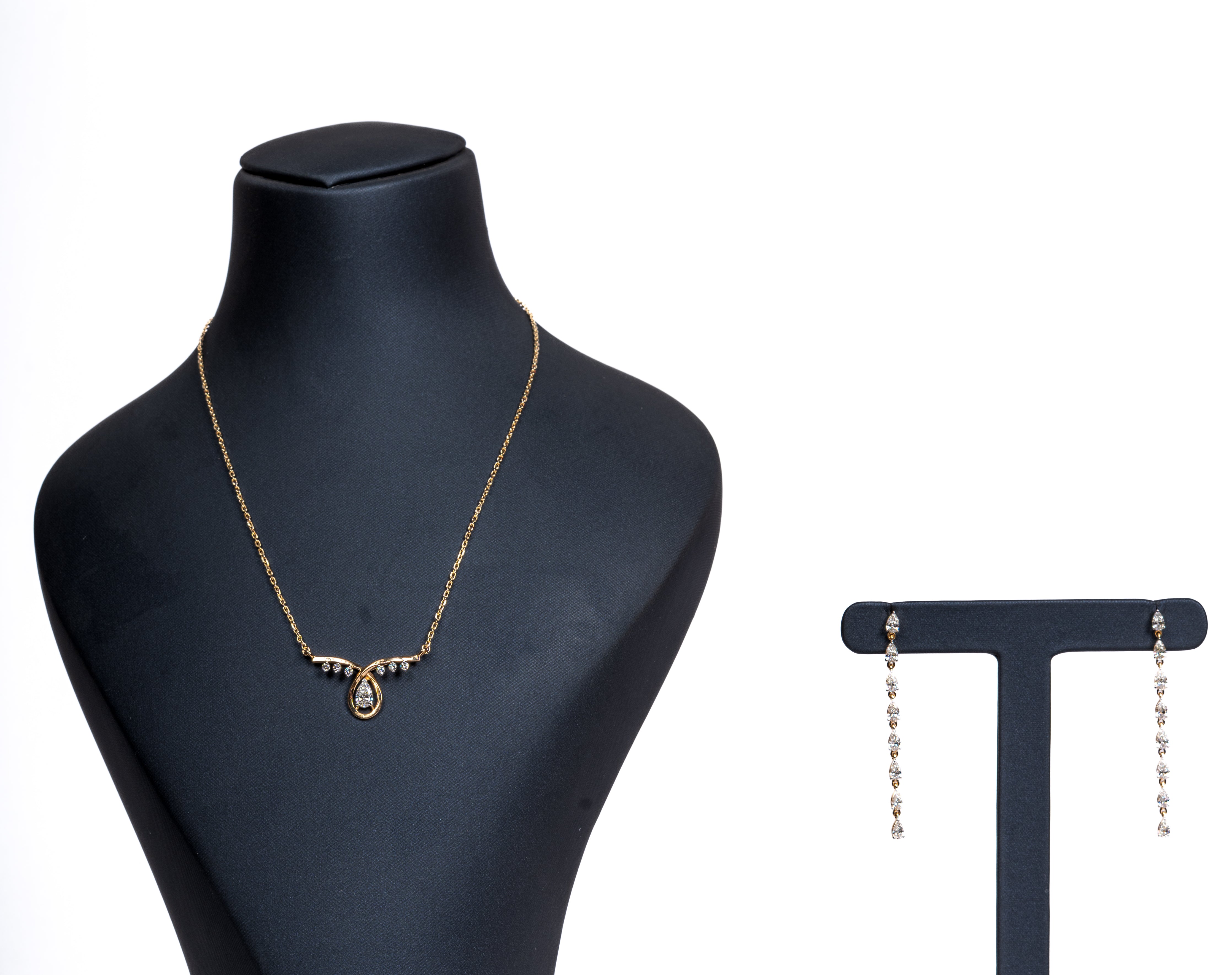 Elara Teardrop Necklace & Linear Drop Earrings Set