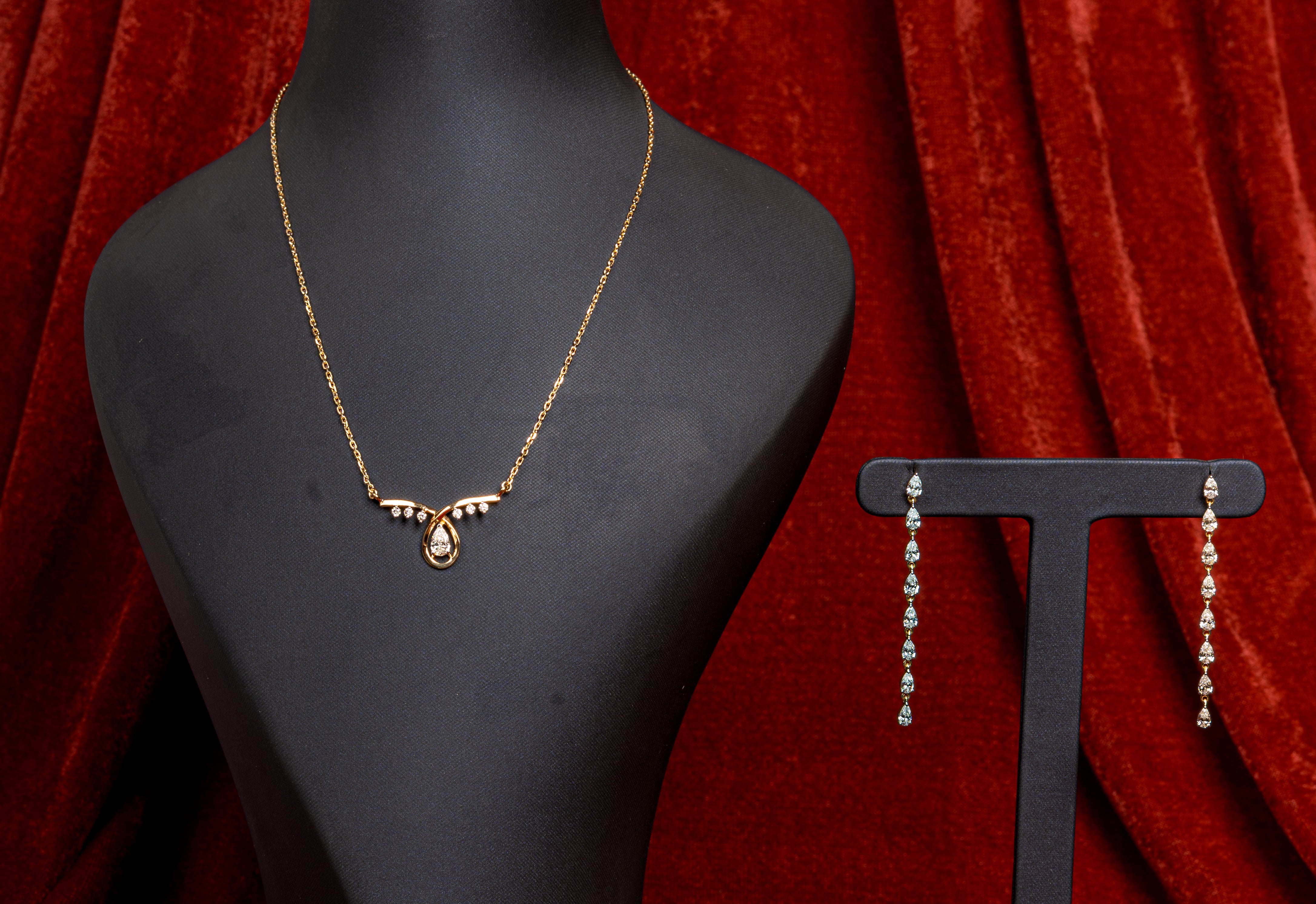 Elara Teardrop Necklace & Cascading Drop Earrings Set