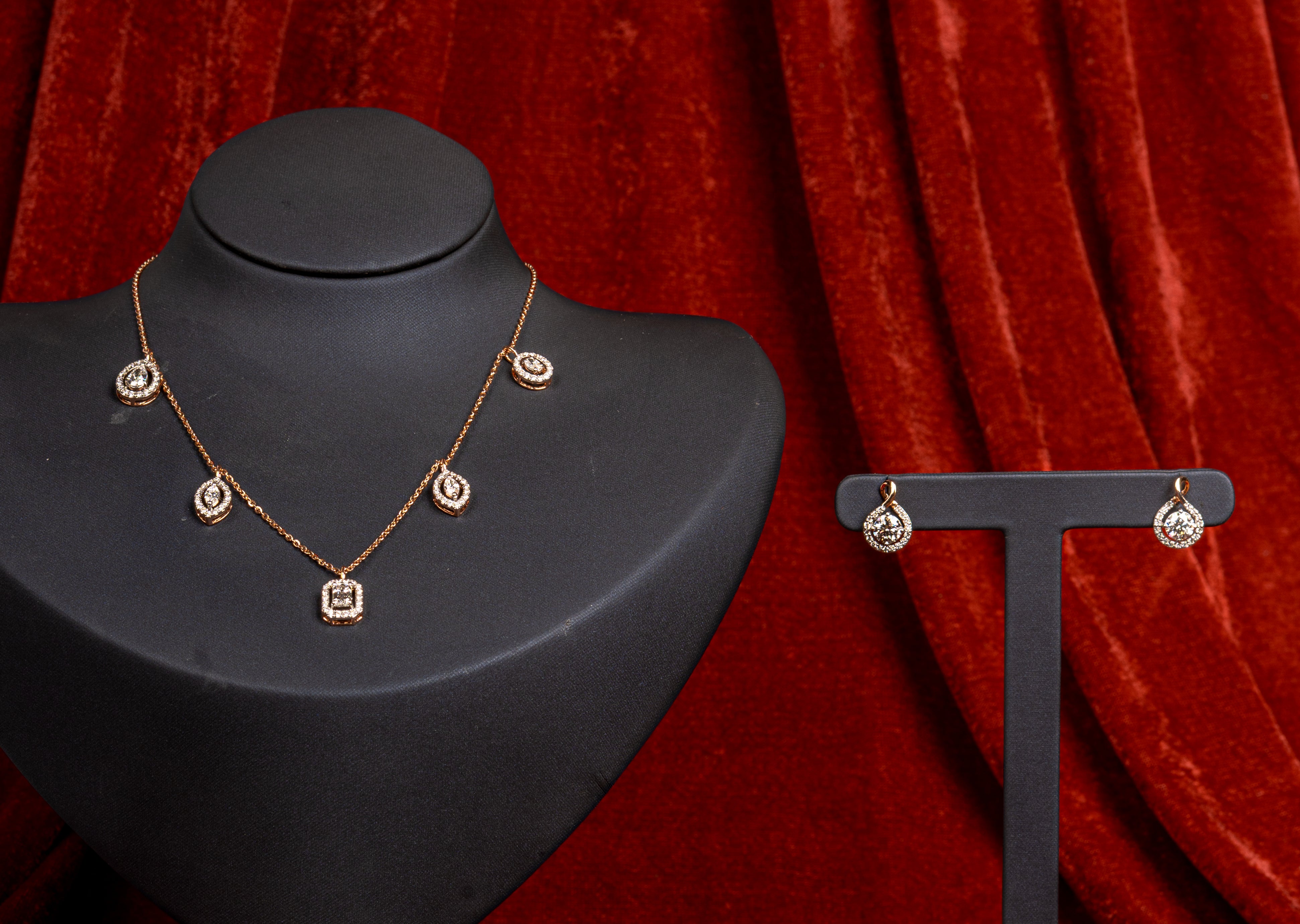 Aurielle Station Necklace & Teardrop Earrings Set