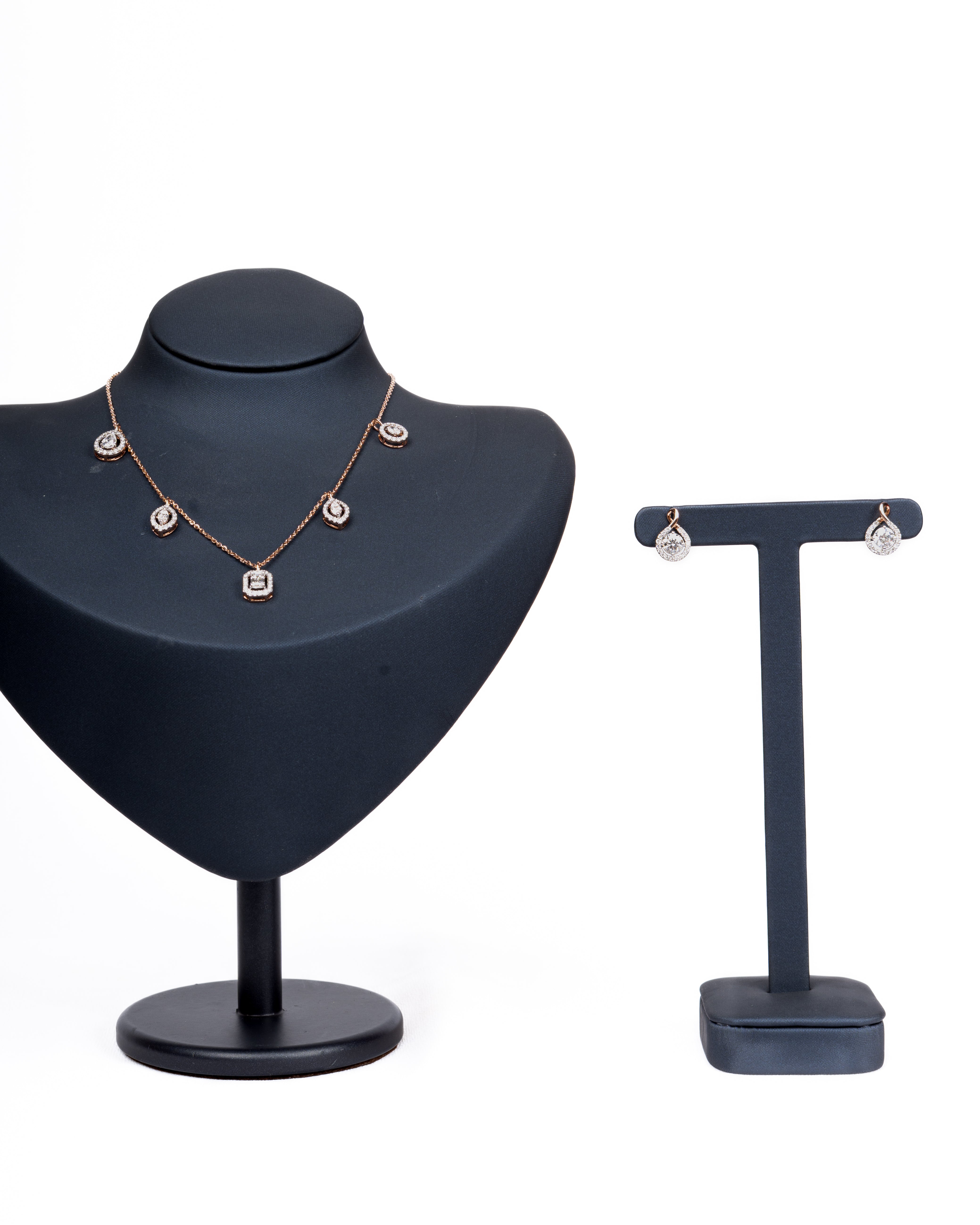 Rosalie Station Necklace & Circle Drop Earrings Set