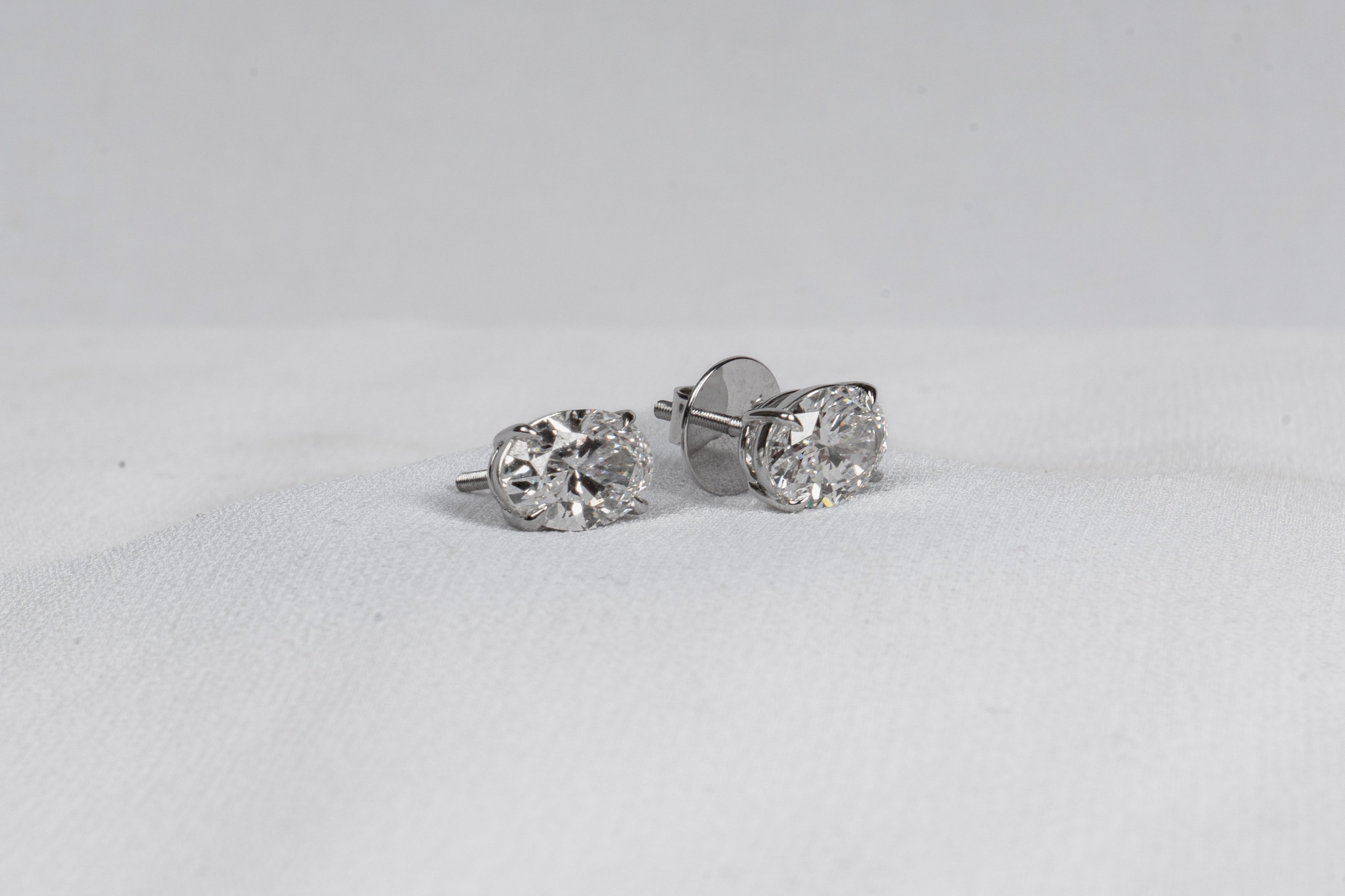 Oval Diamond Stud Earrings
