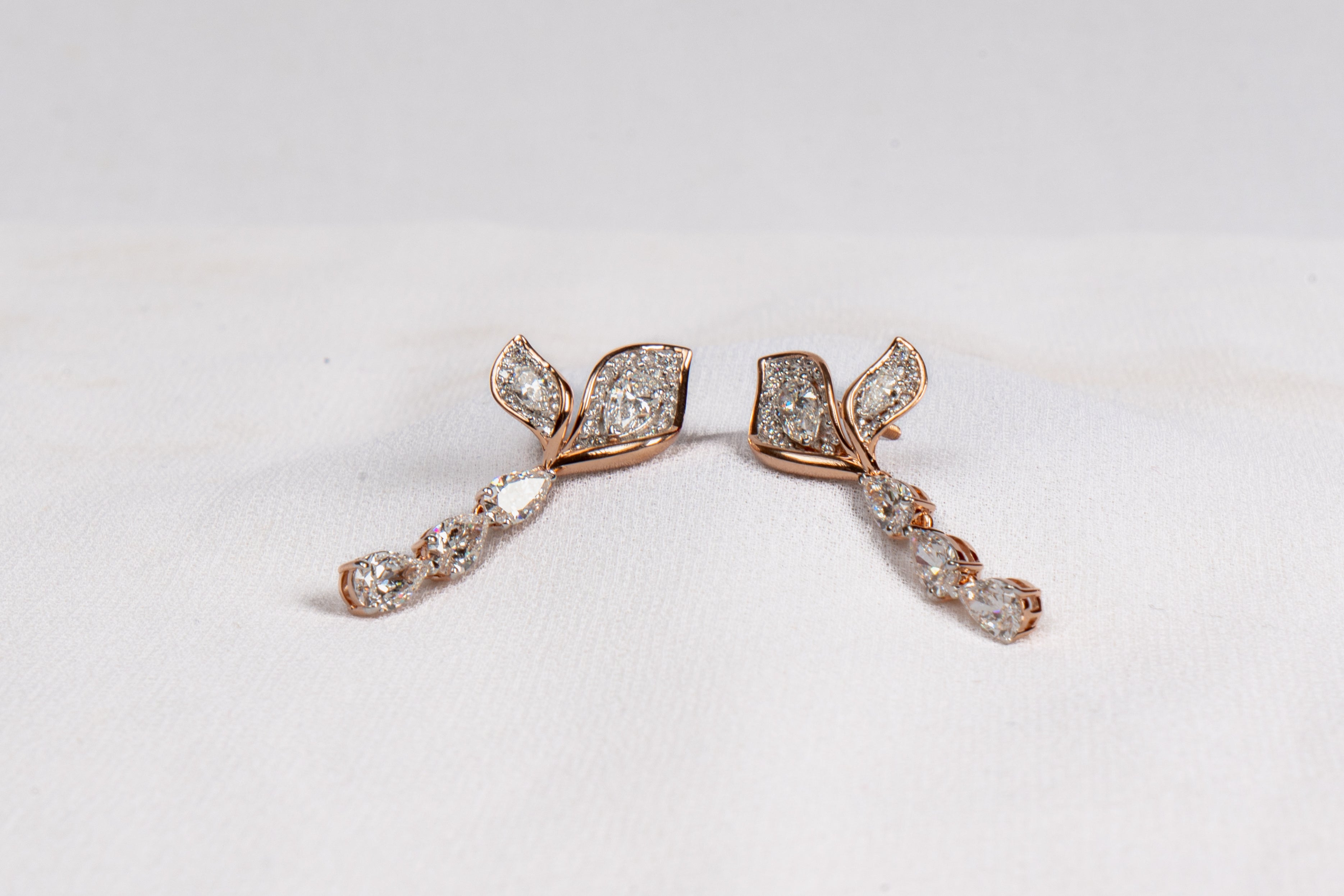 Leaf Drop Diamond Earrings