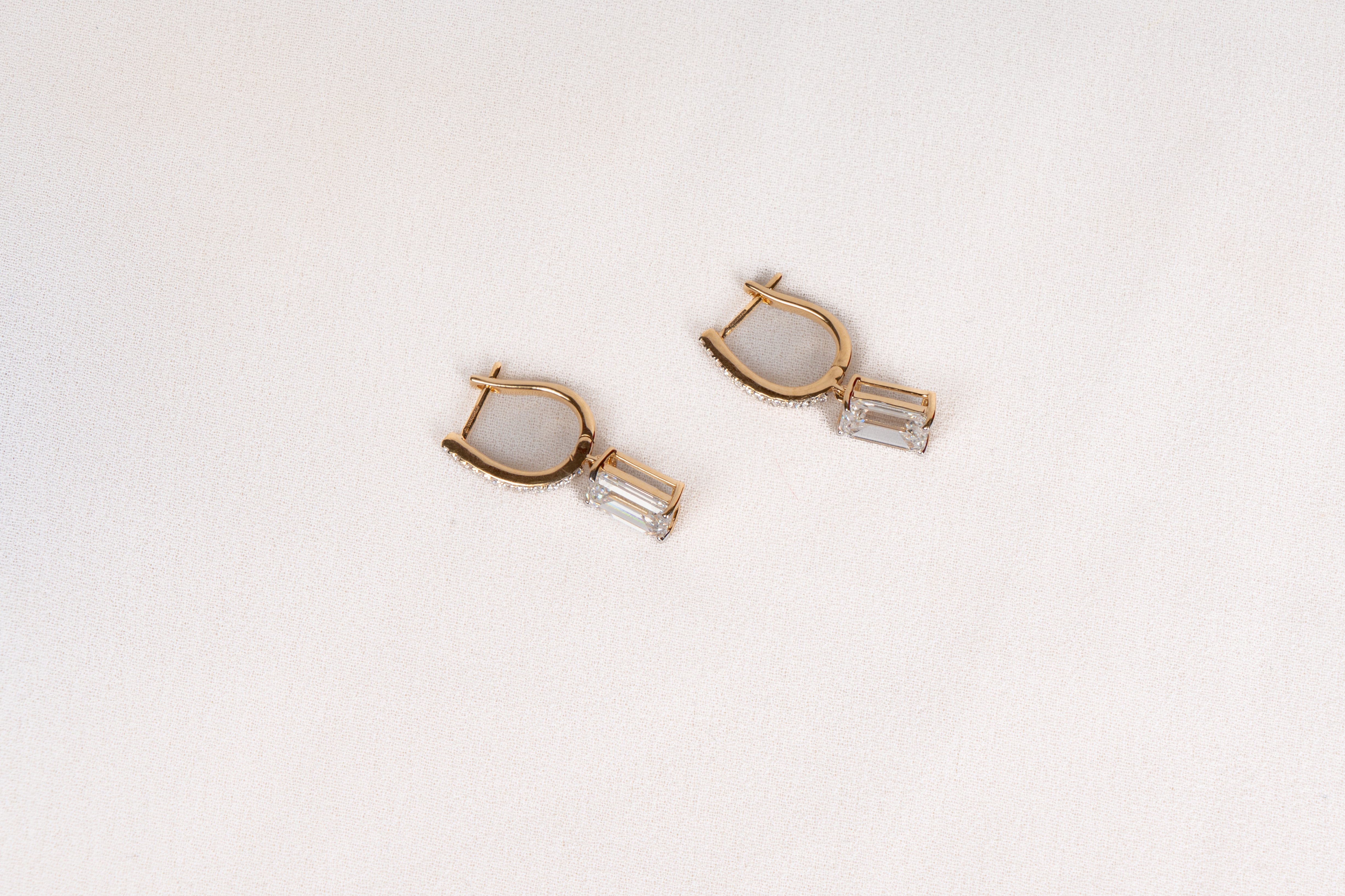 Emerald Diamond Huggie Earrings
