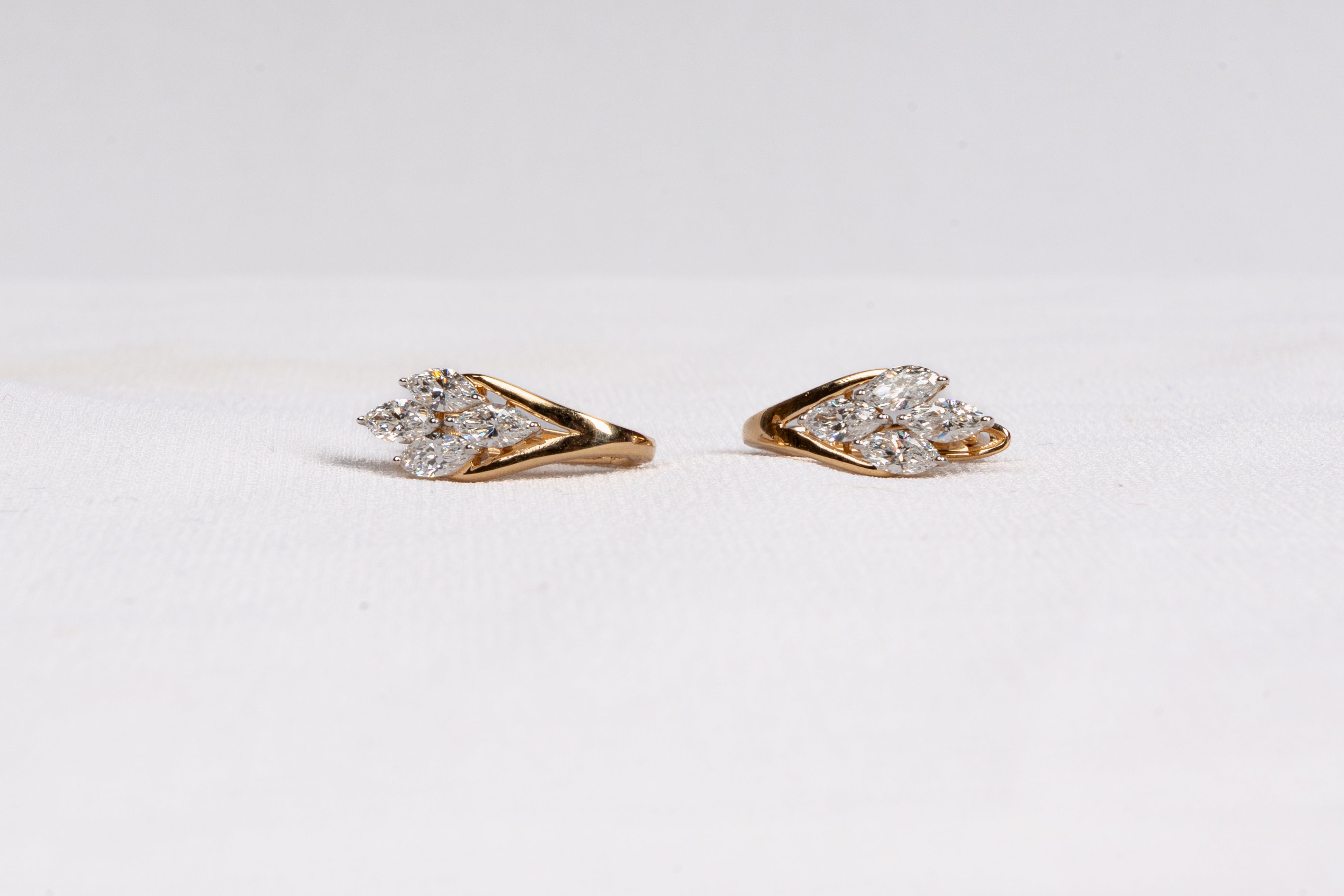 Marquise Diamond Cluster Huggie Earrings