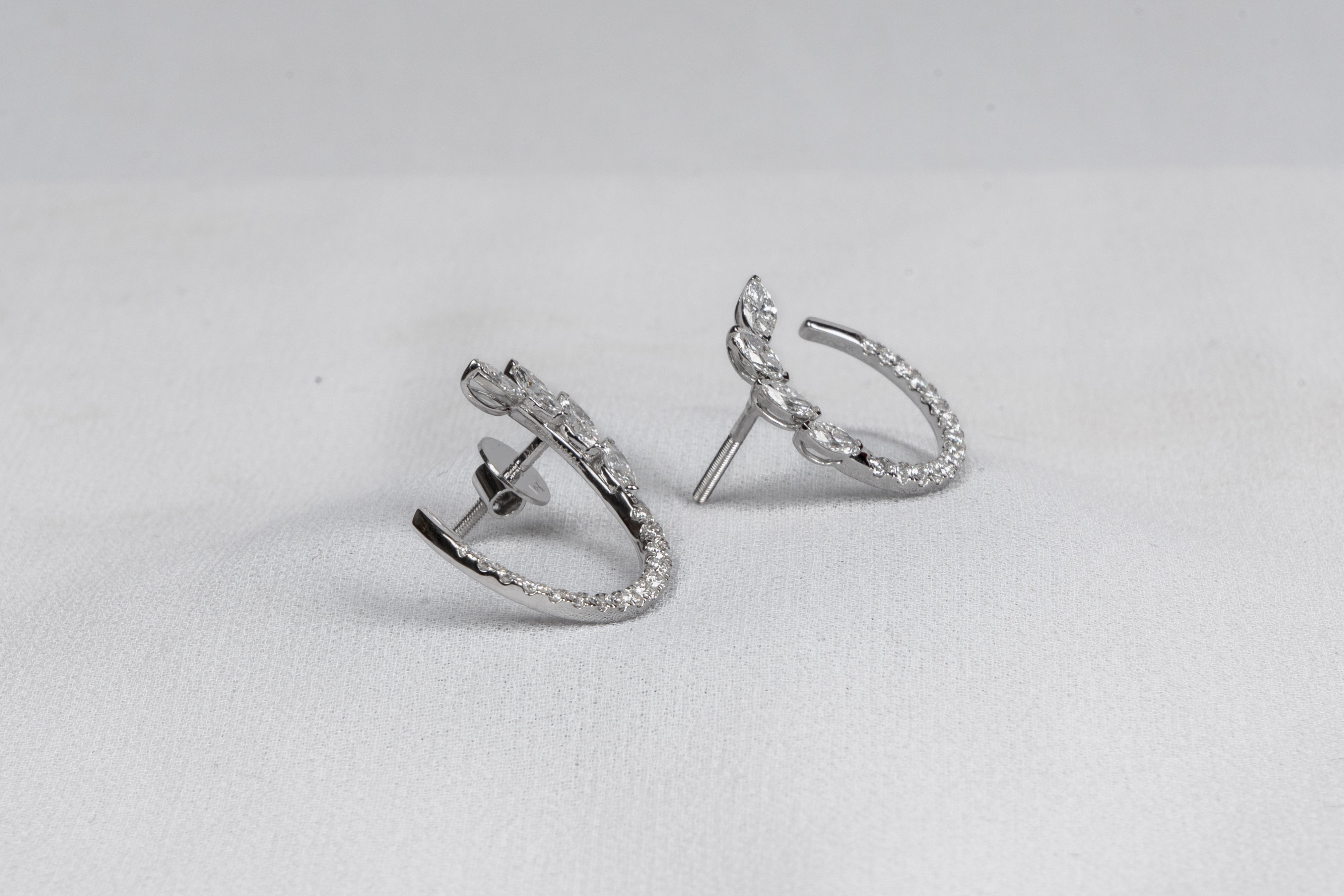 Marquise Vine Diamond Hoop Earrings