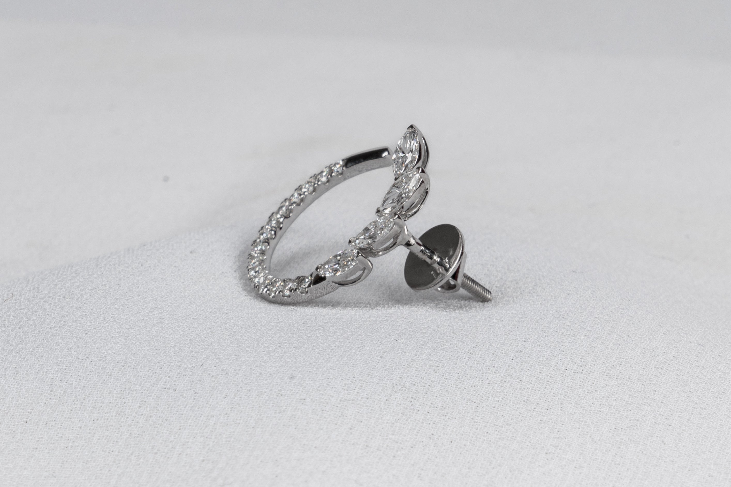 Marquise Vine Diamond Hoop Earrings