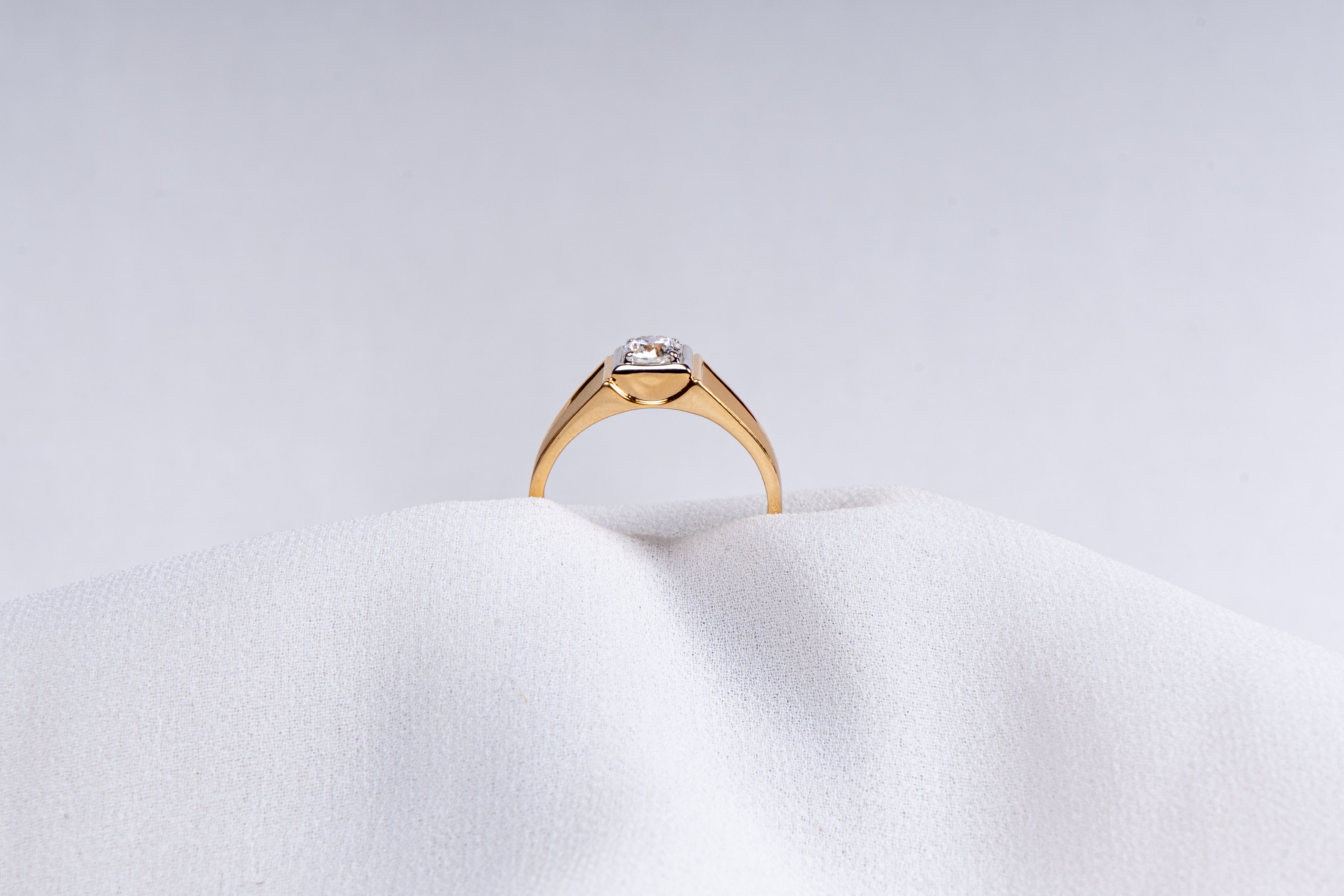 Square Solitaire Signet Ring in Gold Tone