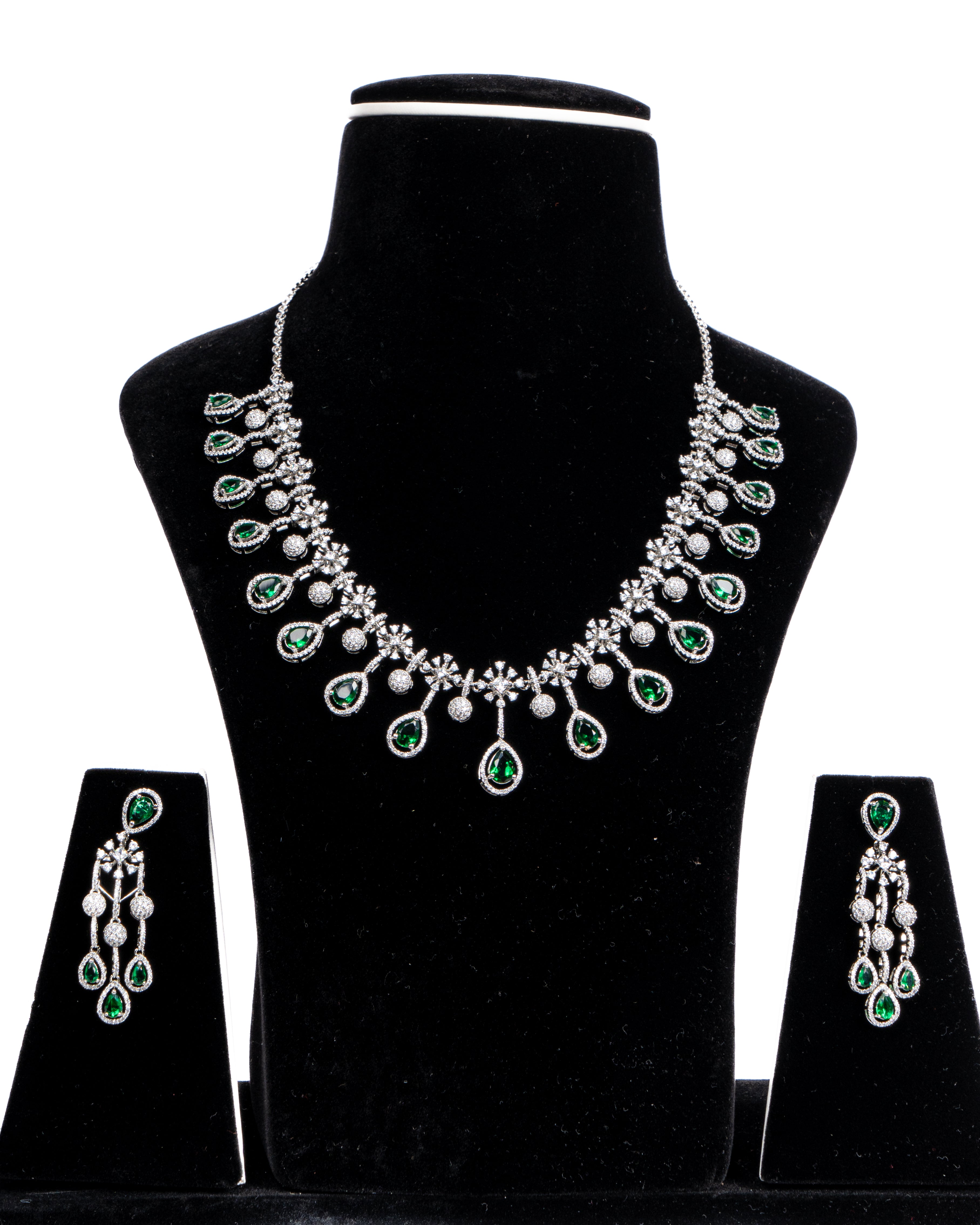 Emerald Cascade Necklace Set