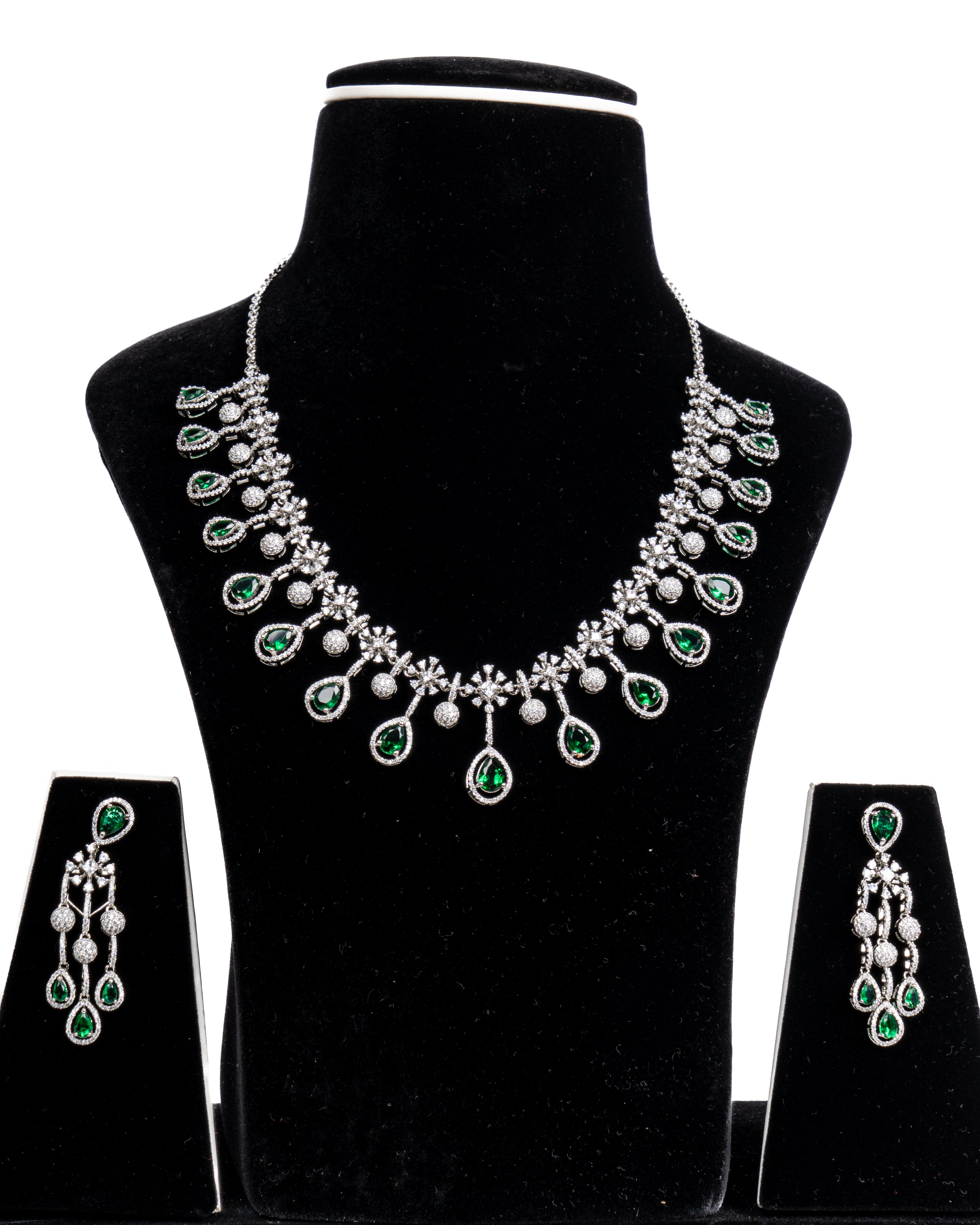Emerald Cascade Necklace Set
