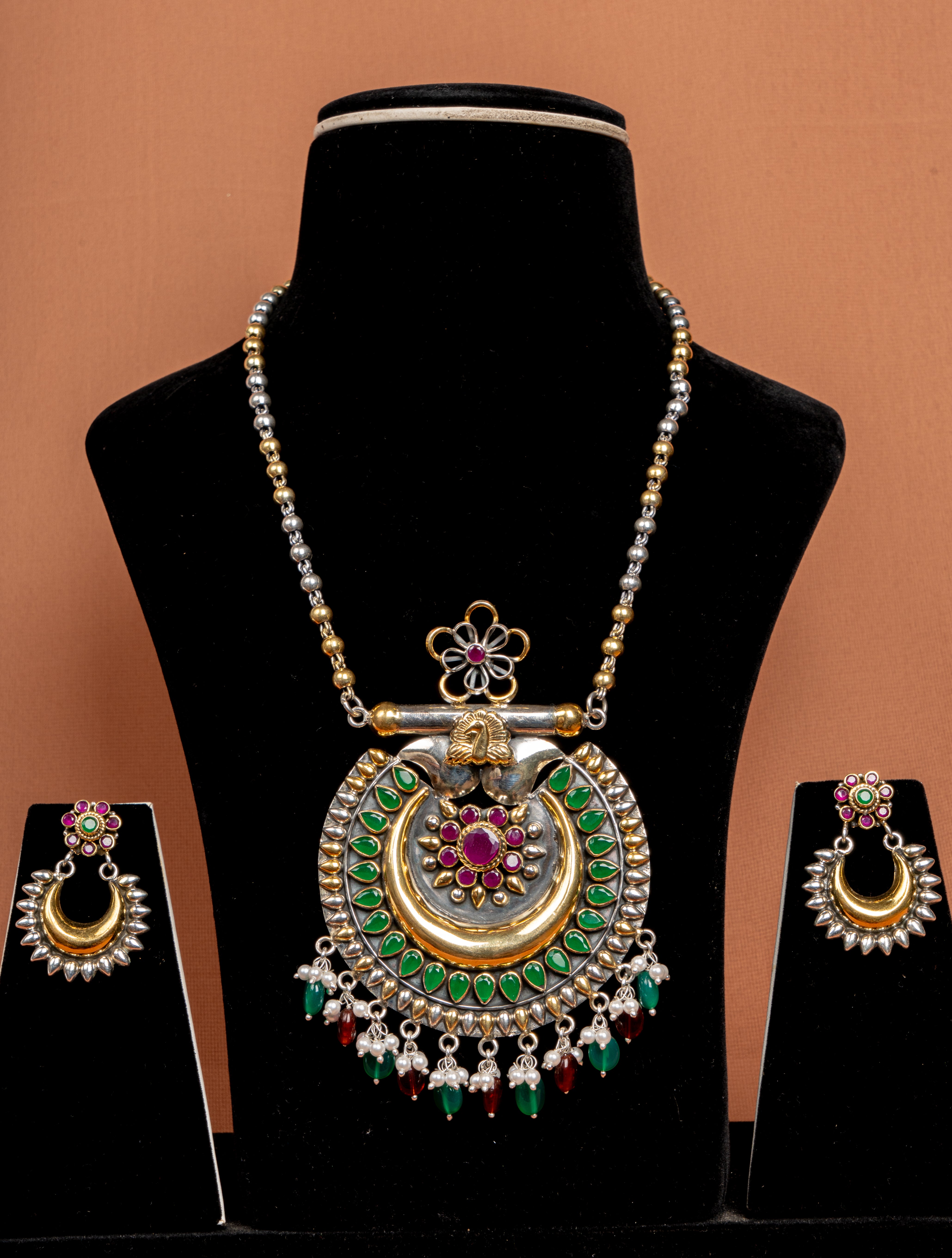 Chandrika Heritage Crescent Pendant Necklace Set