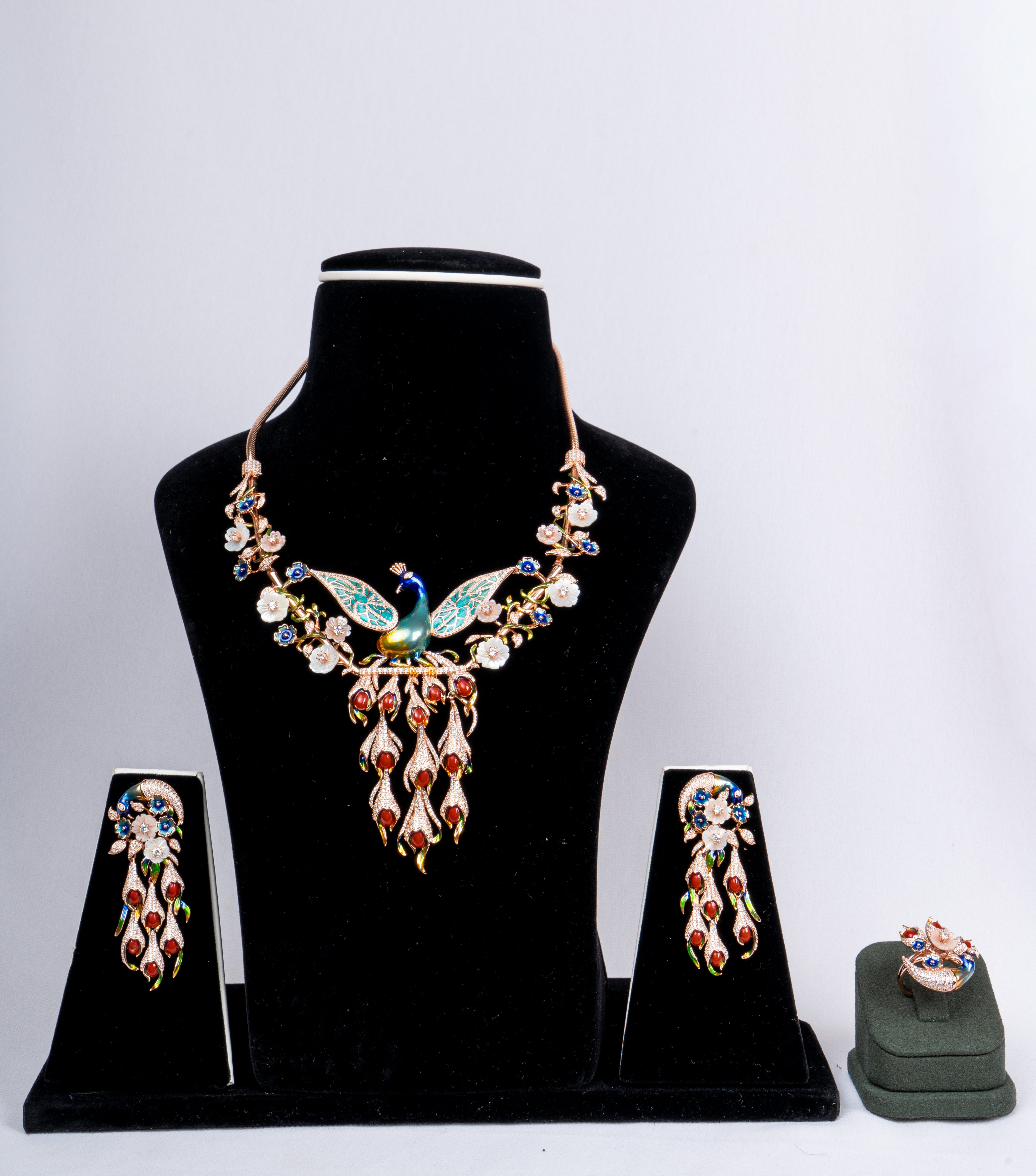 Celestia Peacock Bloom Statement Necklace Set
