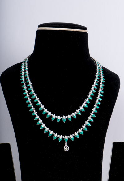Aurelia Emerald Cascade Layered Necklace Set