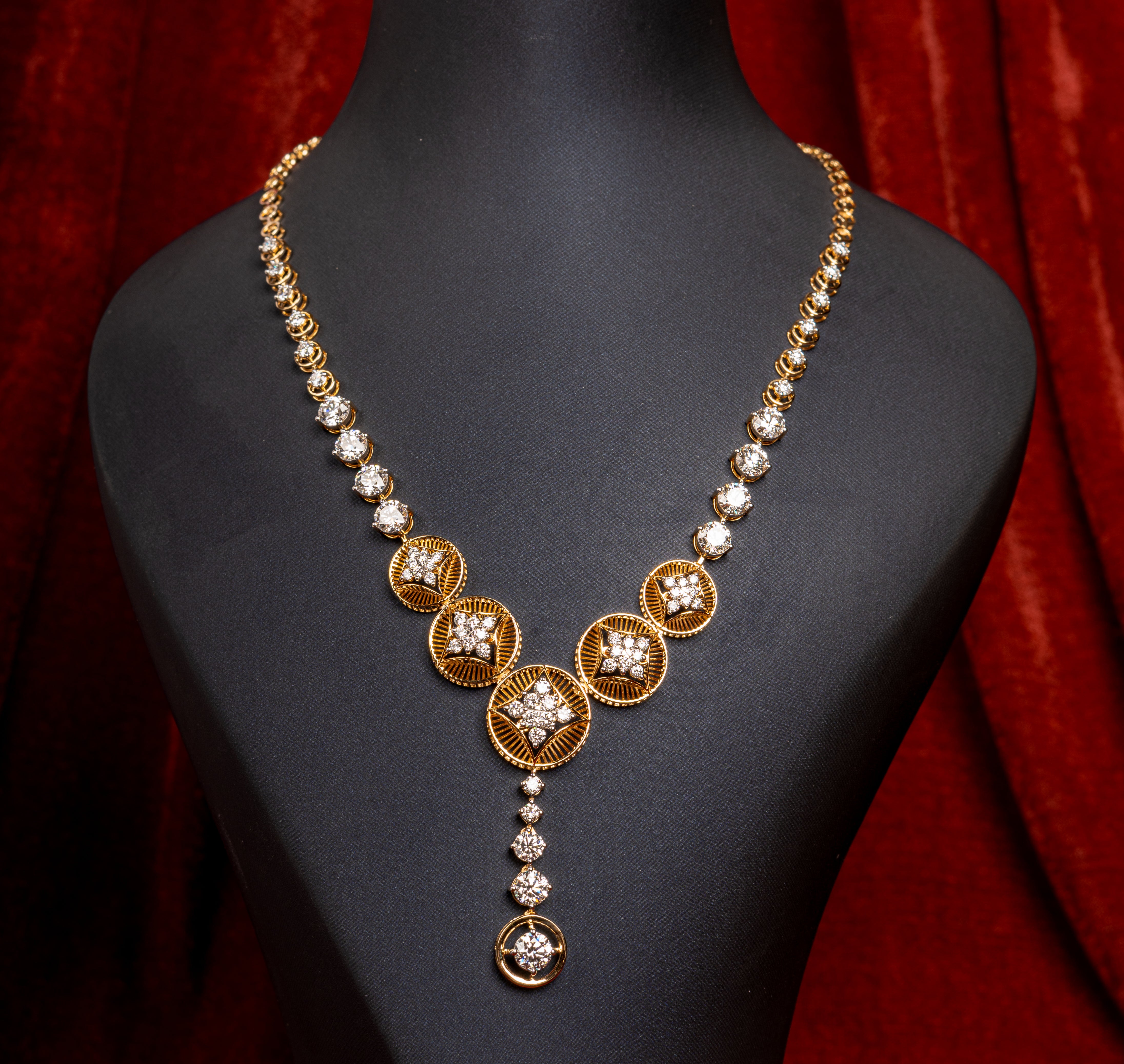 Royal Crystal Cascade Necklace Set