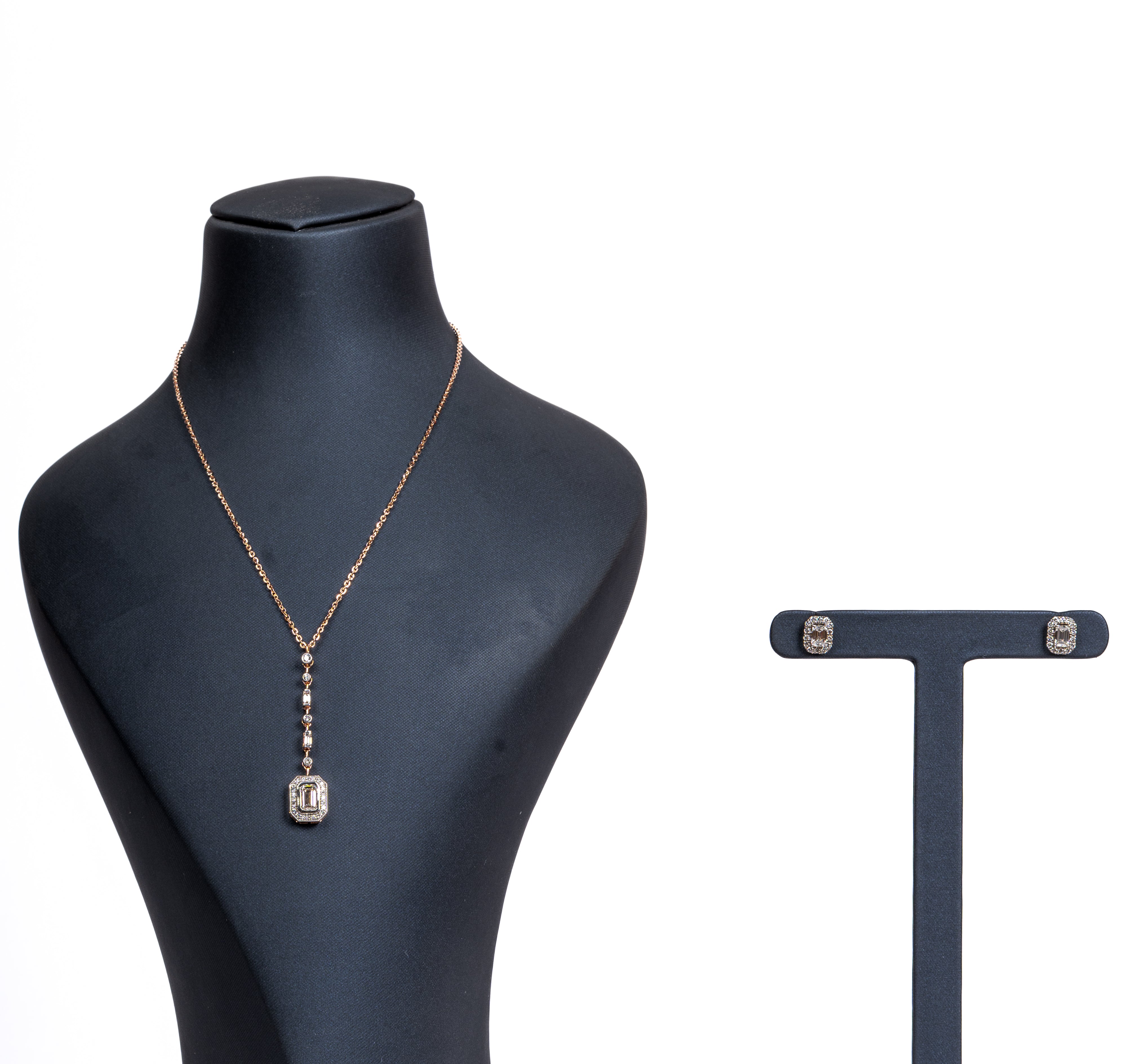 Aurelia Geometric Drop Necklace & Stud Earrings Set