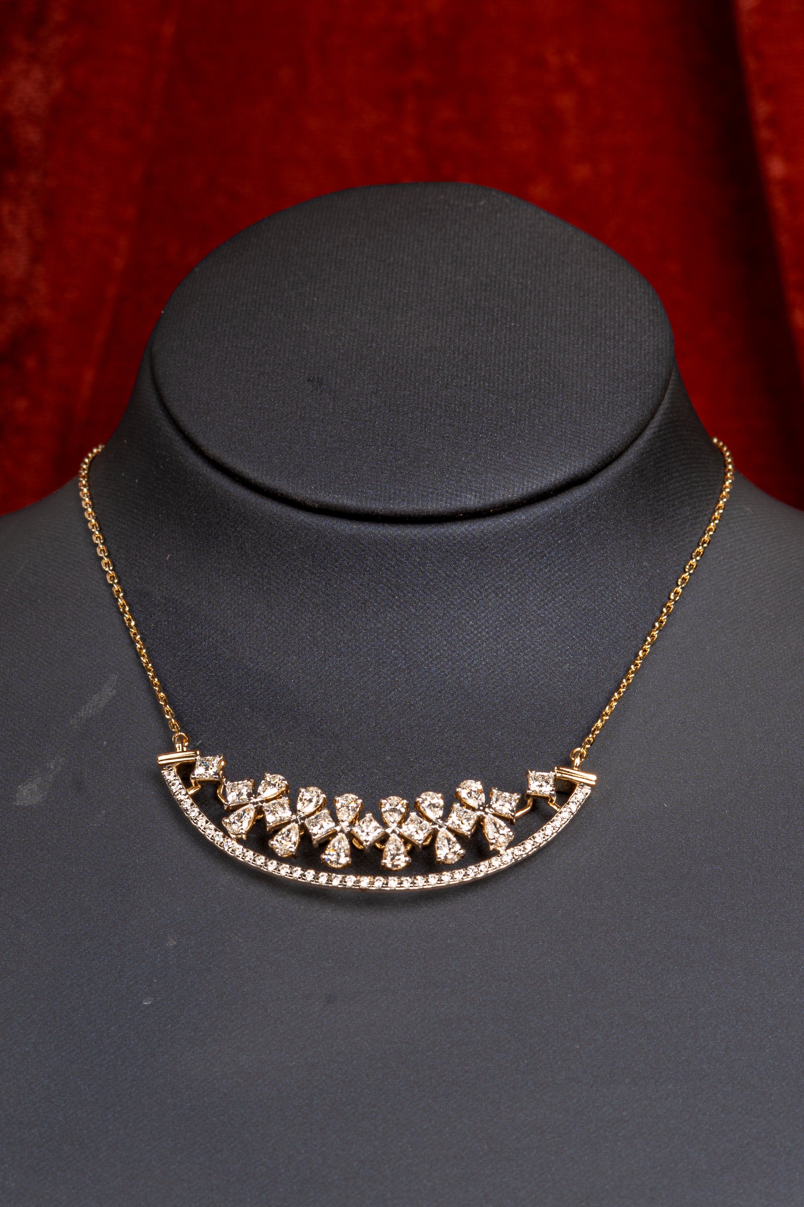 Celeste Heart Cascade Necklace & Floral Stud Earrings Set