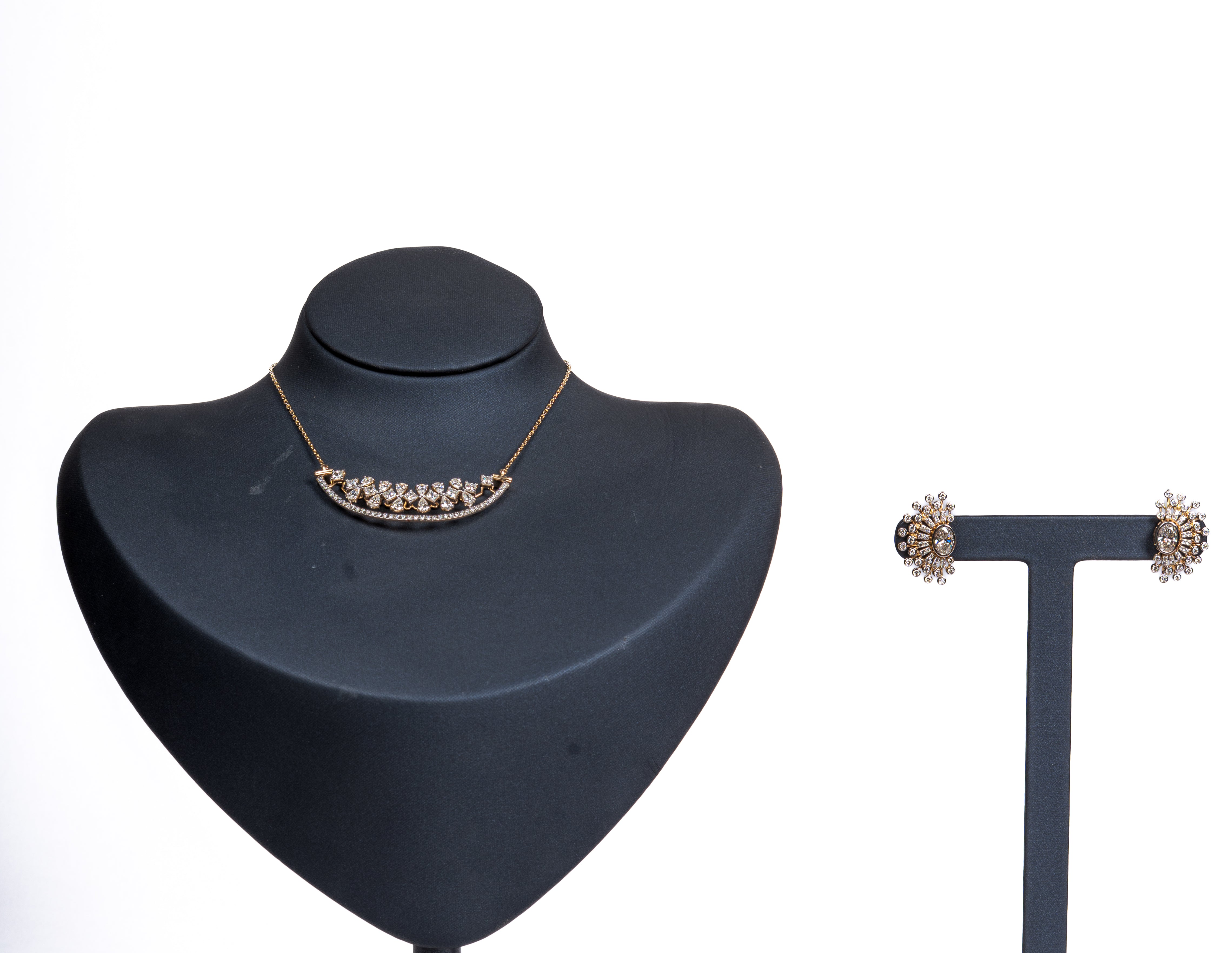 Valentina Heart Arc Necklace & Floral Stud Earrings Set