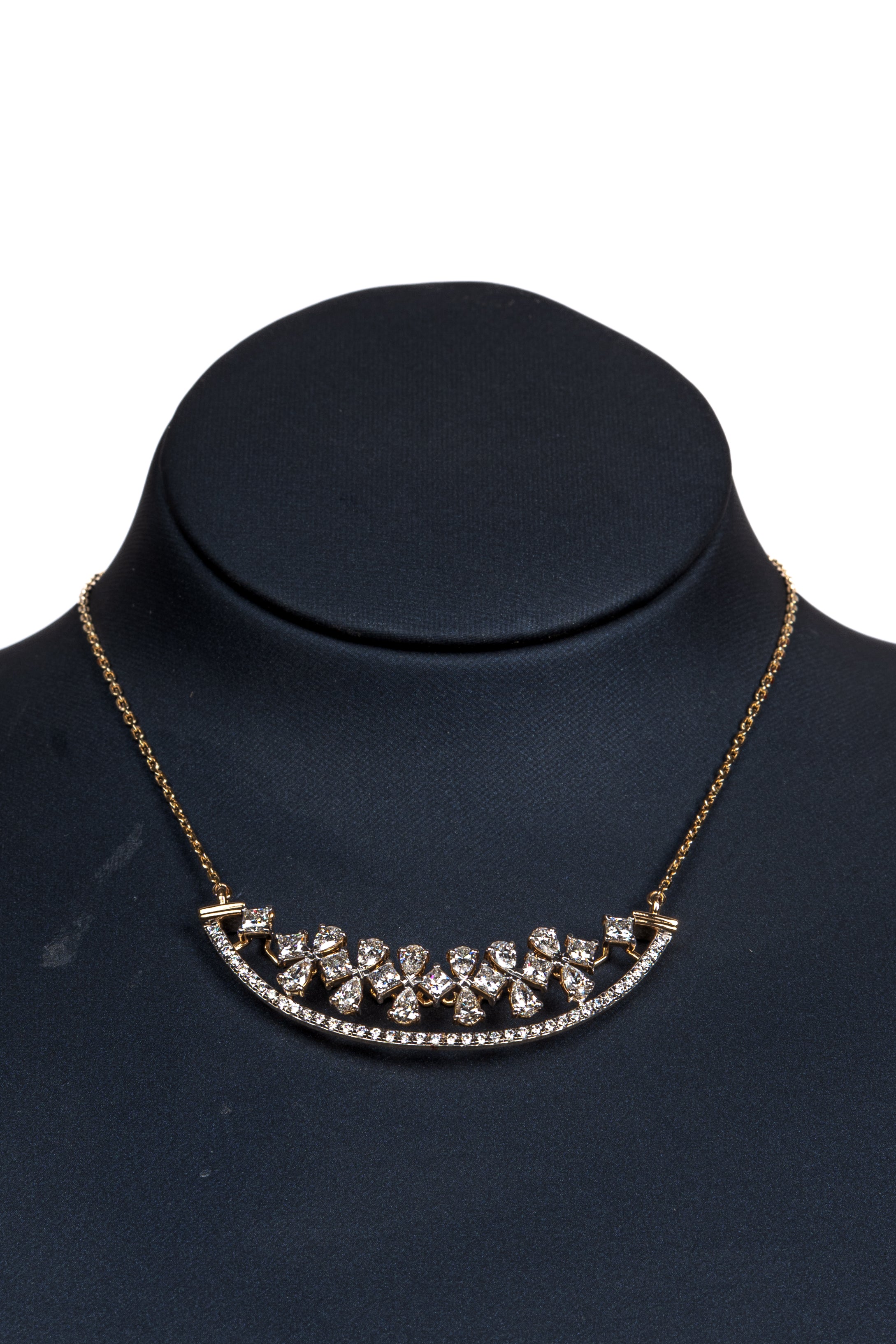 Valentina Heart Arc Necklace & Floral Stud Earrings Set