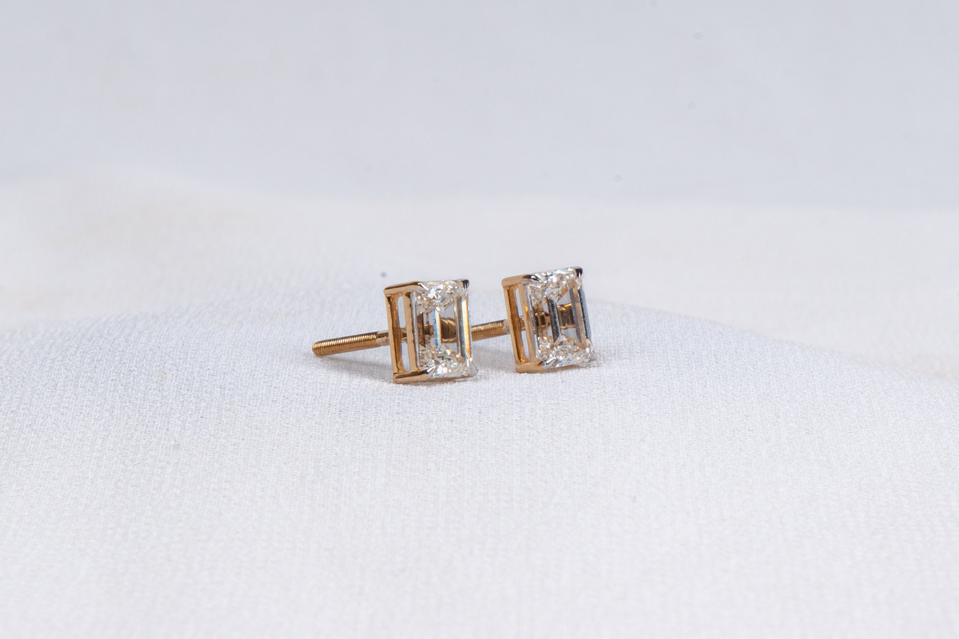 Celestia Emerald-Cut Solitaire Stud Earrings