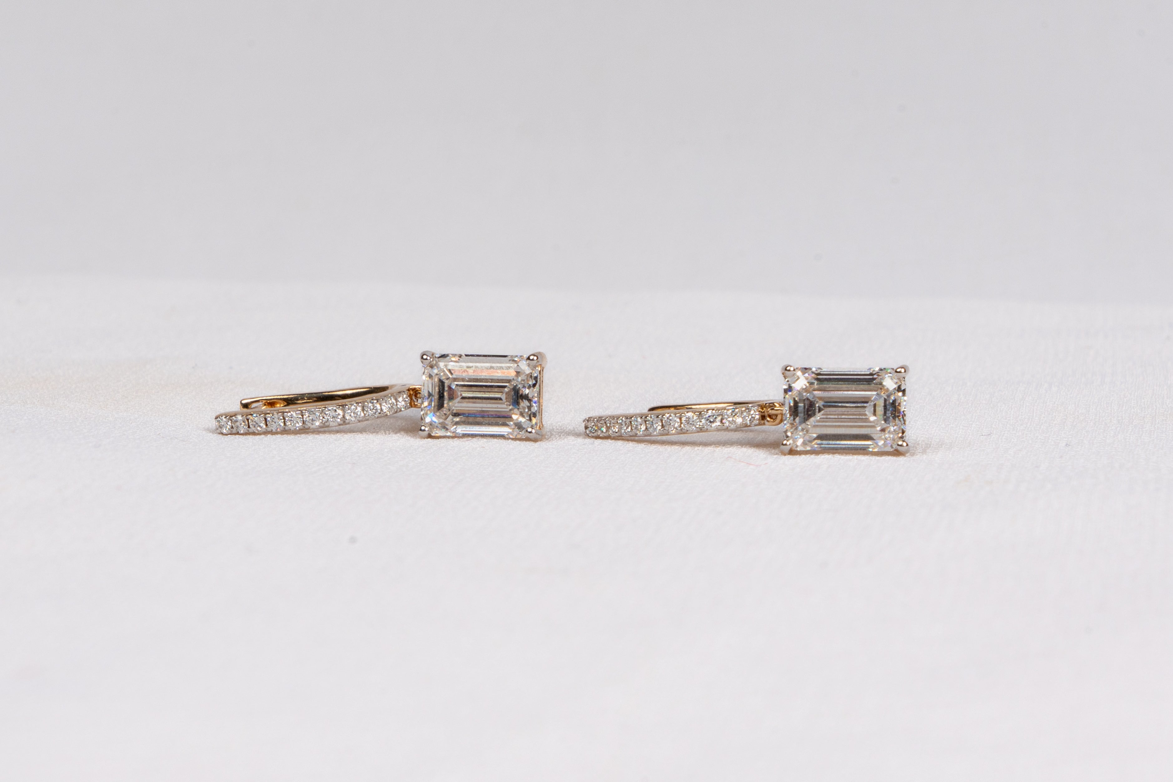 Emerald Diamond Huggie Earrings