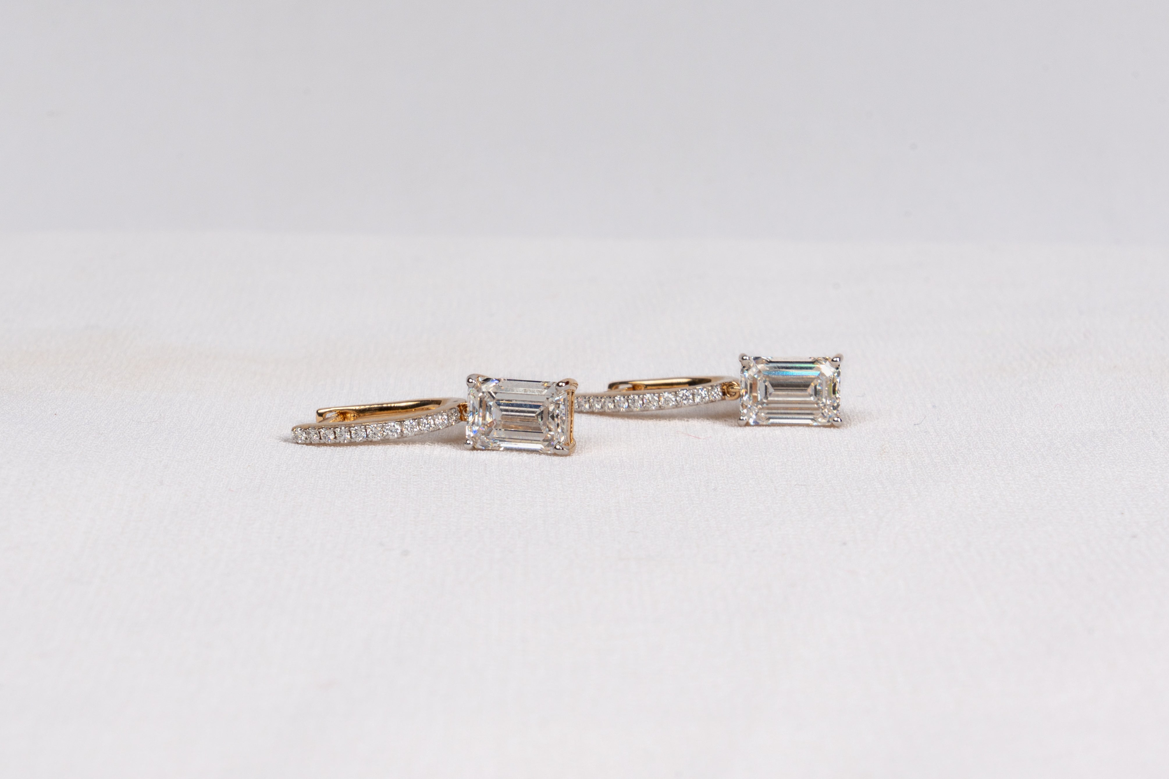 Emerald Diamond Huggie Earrings