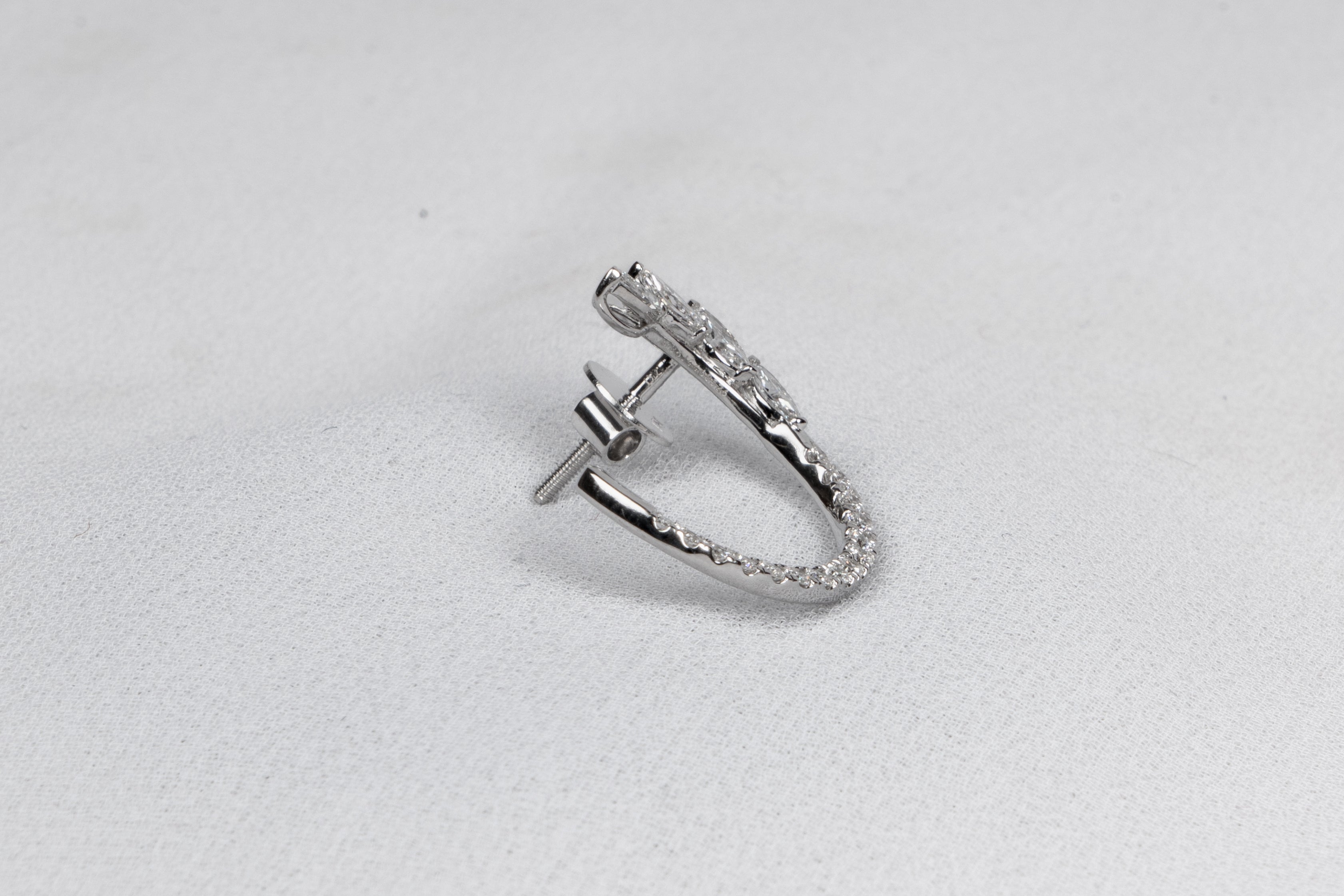 Marquise Vine Diamond Hoop Earrings
