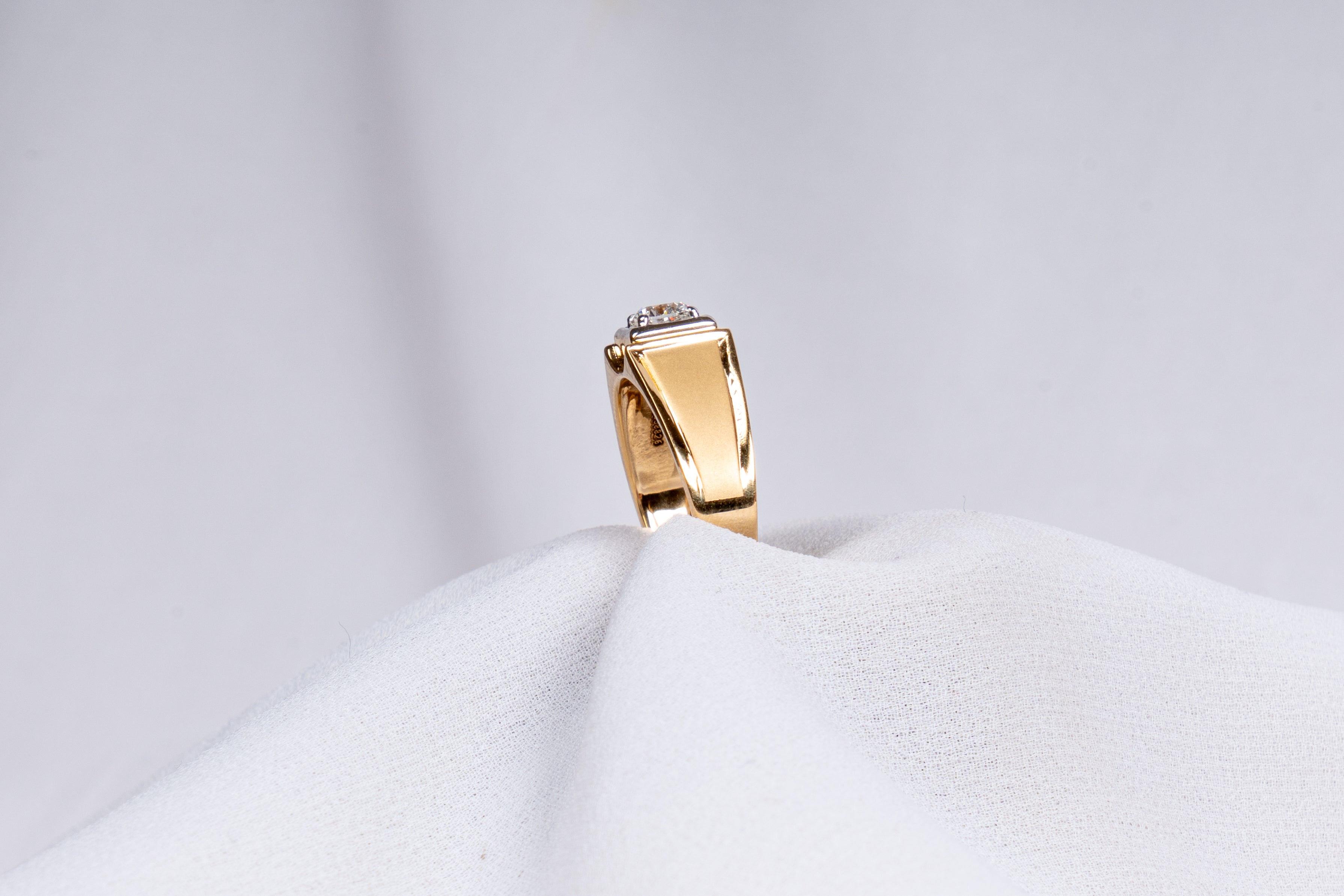 Square Solitaire Signet Ring in Gold Tone