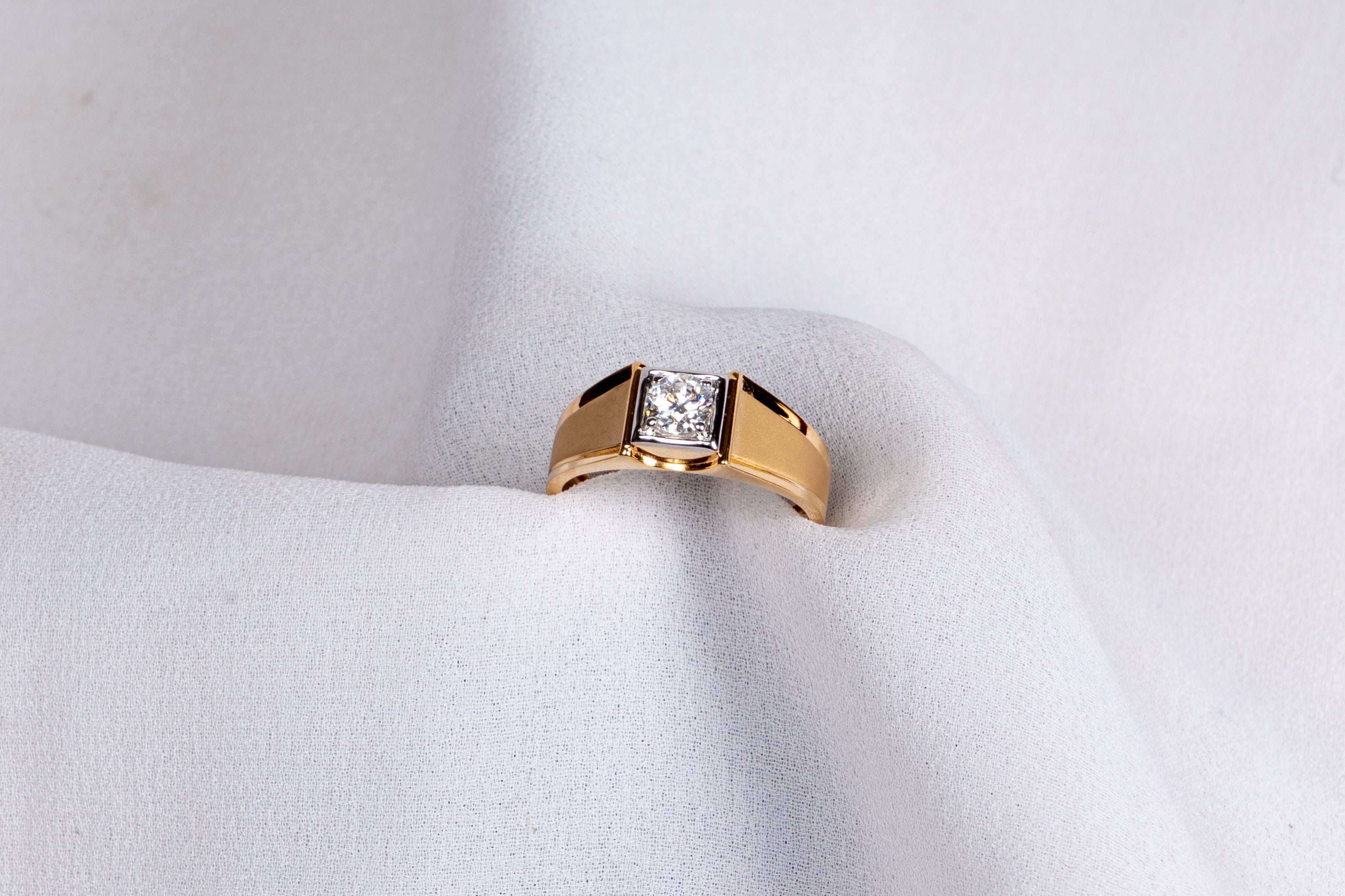 Square Solitaire Signet Ring in Gold Tone
