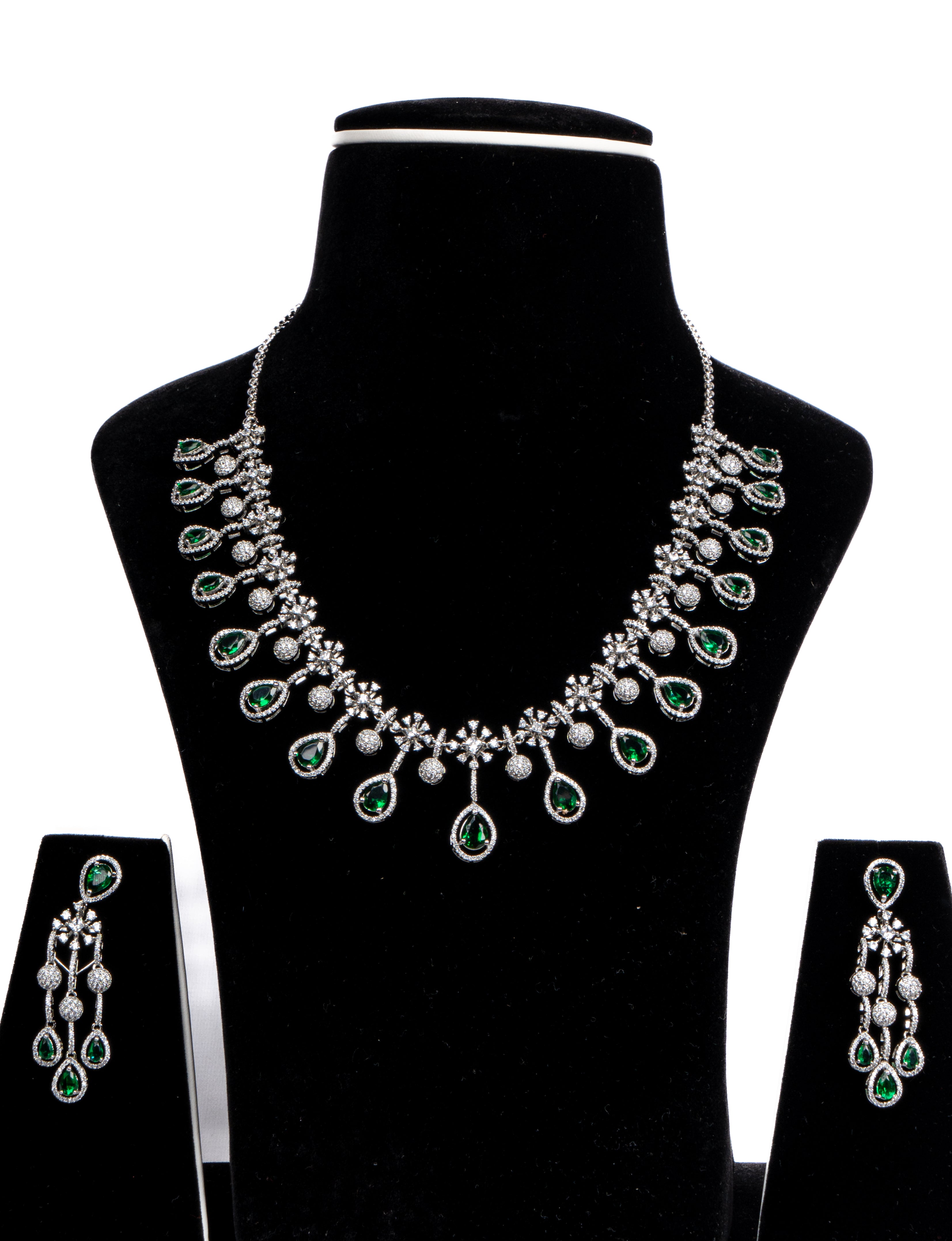 Emerald Cascade Necklace Set