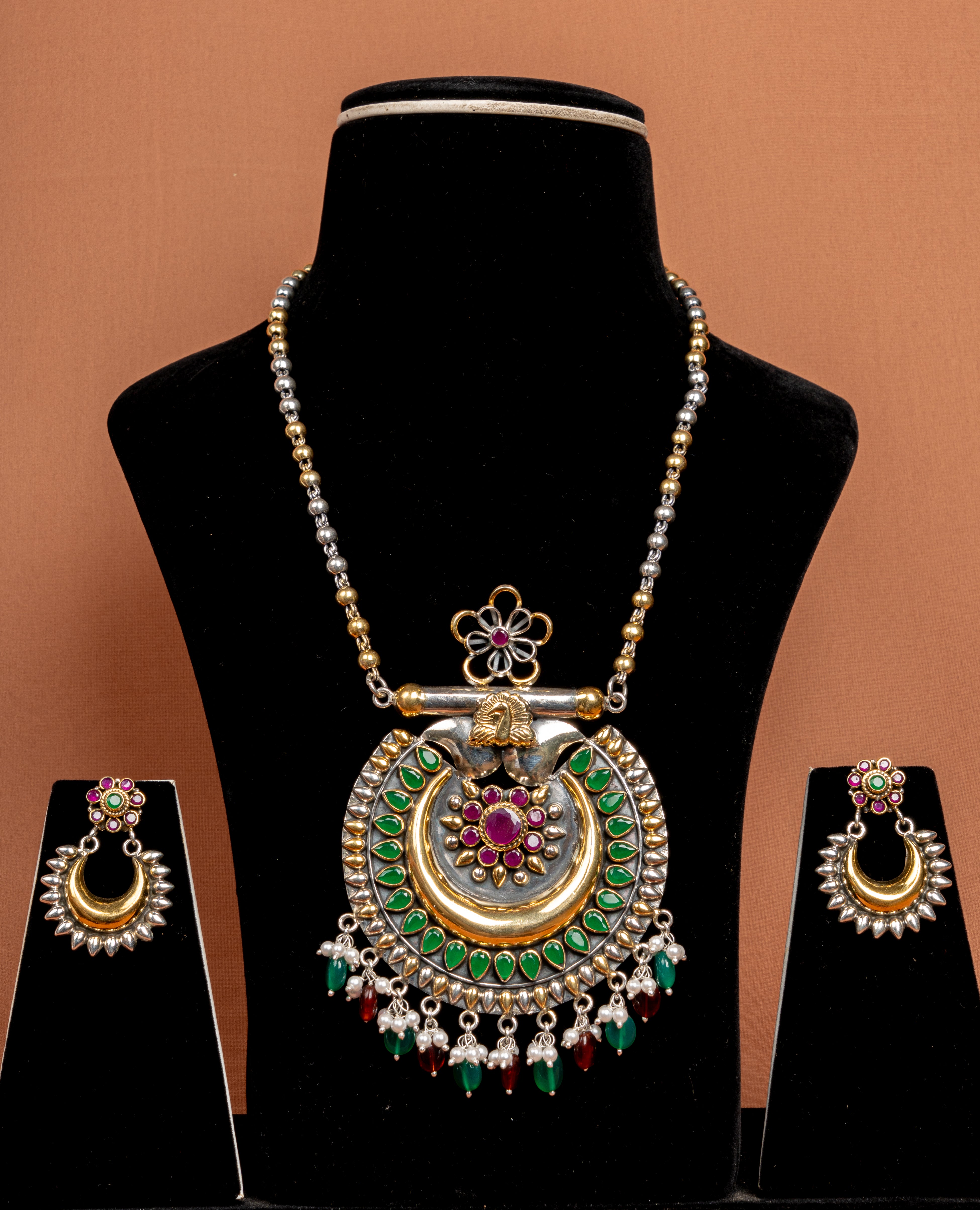 Chandrika Heritage Crescent Pendant Necklace Set