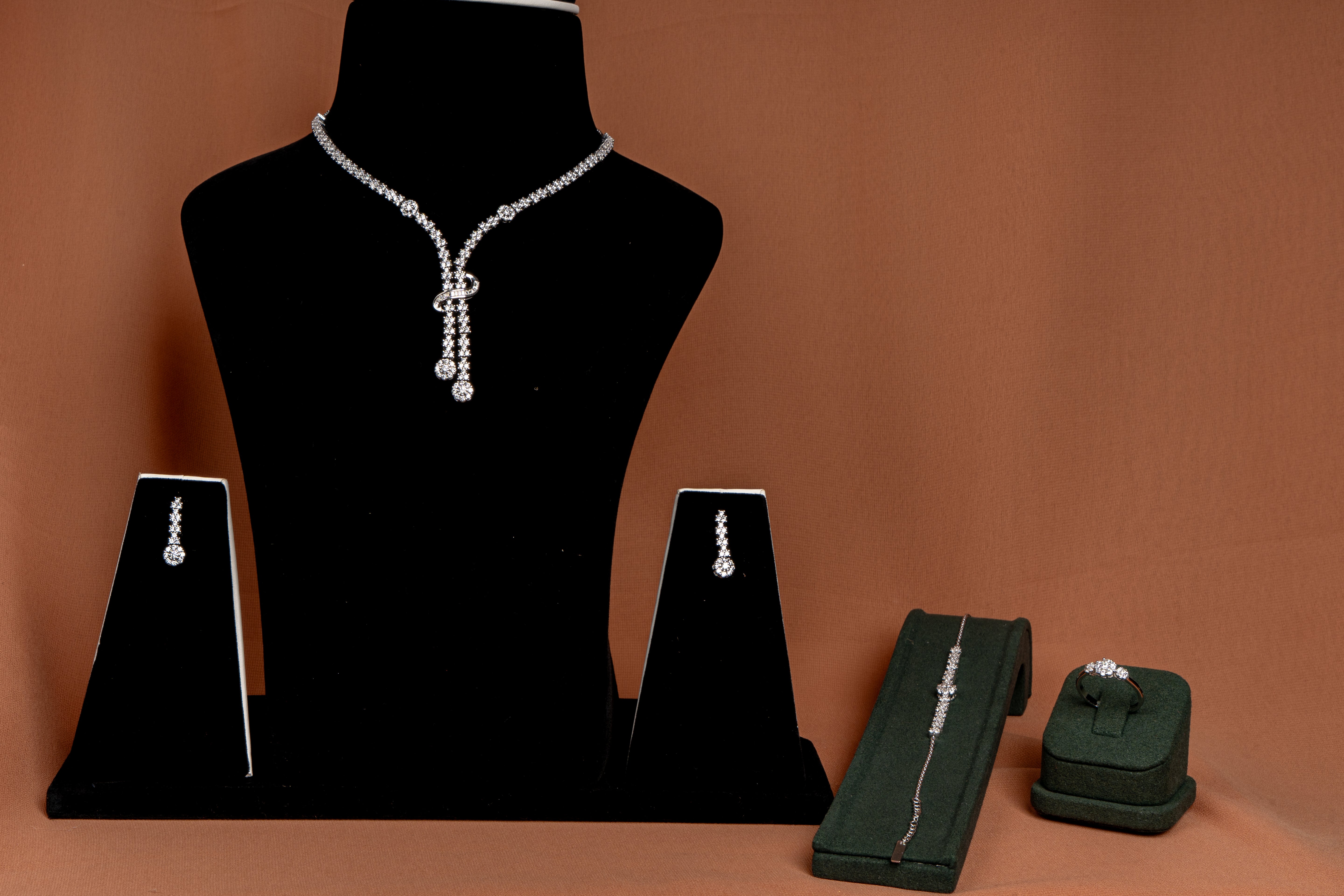 Celeste Diamond Lariat Jewelry Set with Bracelet and Ring