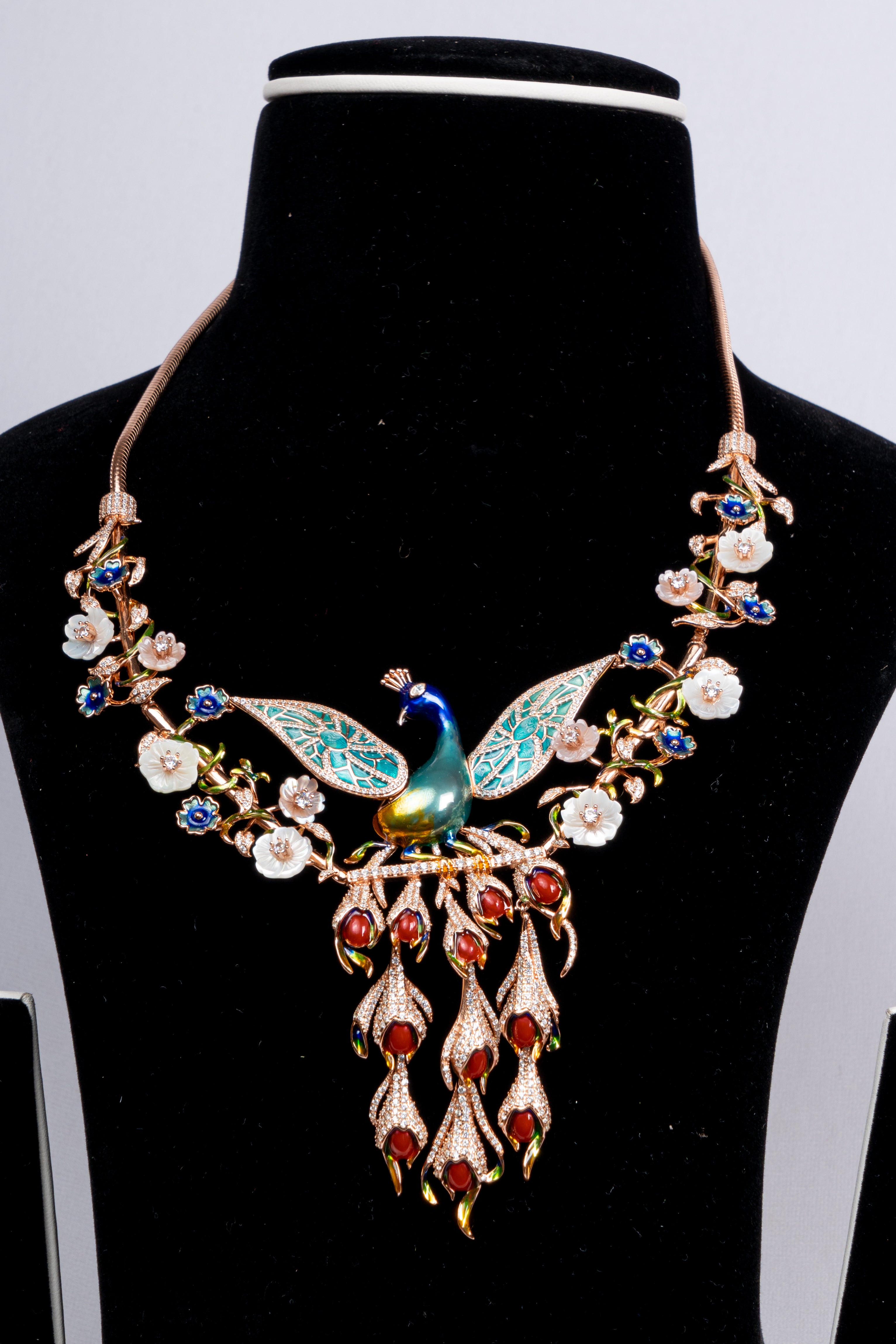 Celestia Peacock Bloom Statement Necklace Set