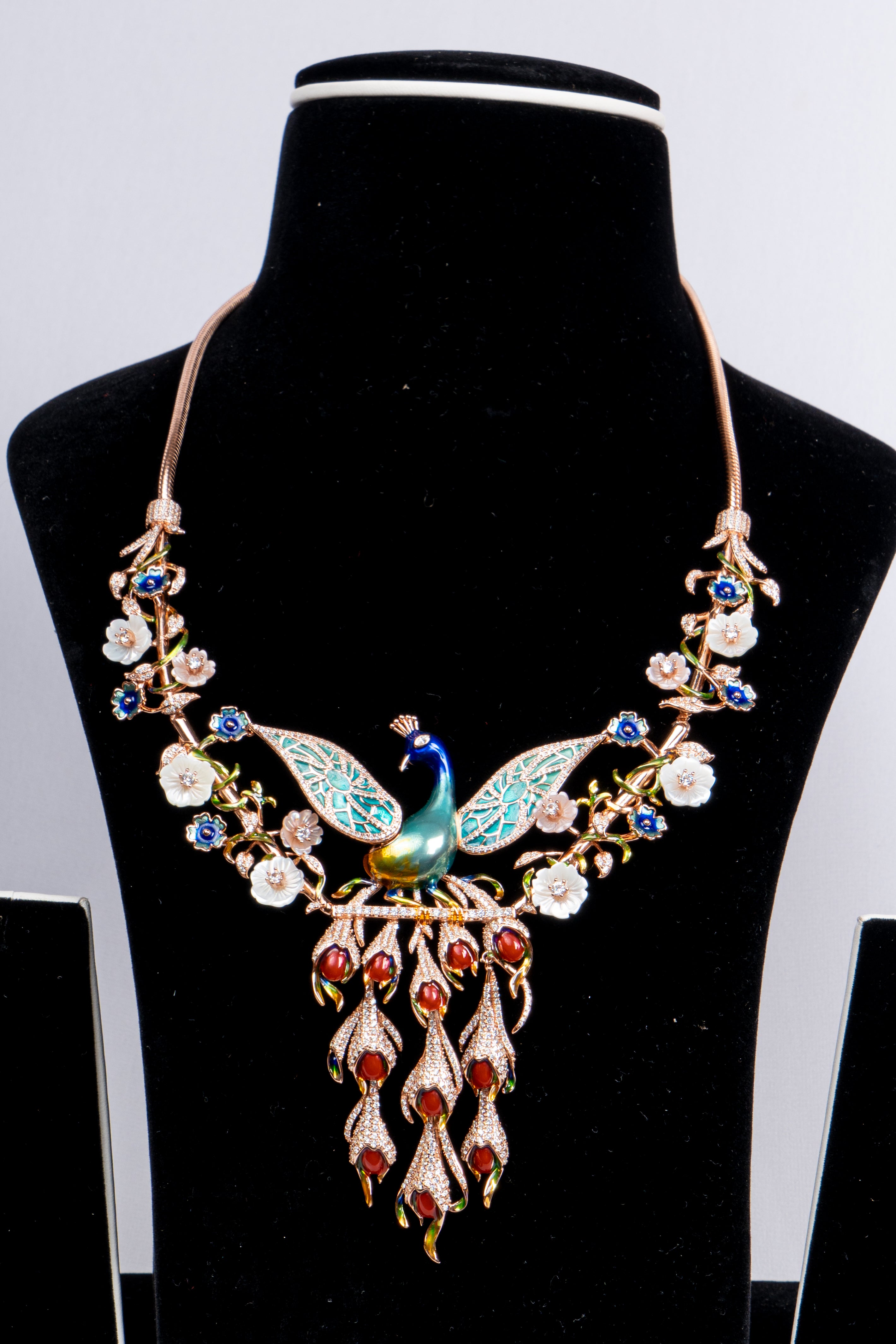 Celestia Peacock Bloom Statement Necklace Set