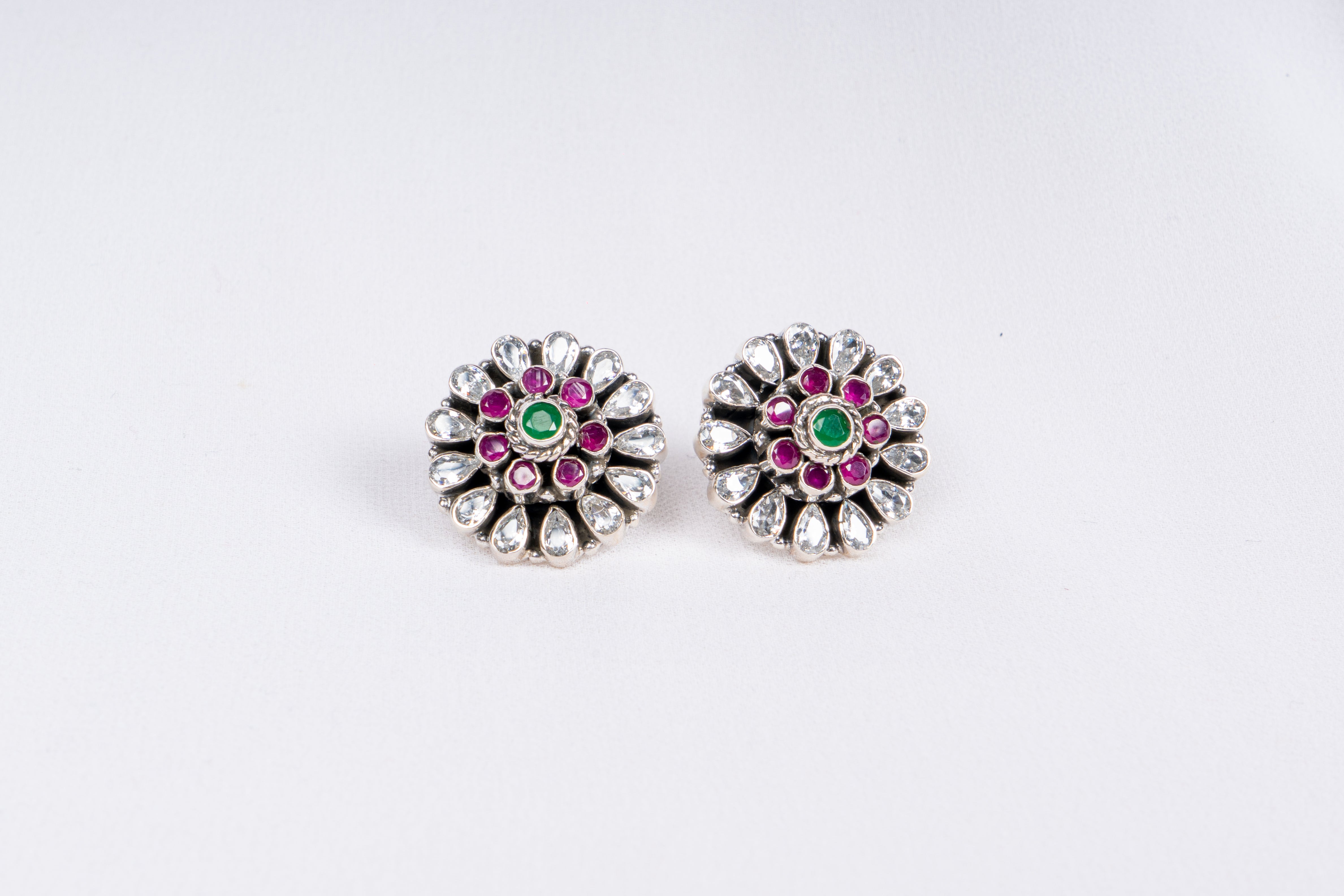 Roselle Bloom Oxidized Pendant Necklace Set