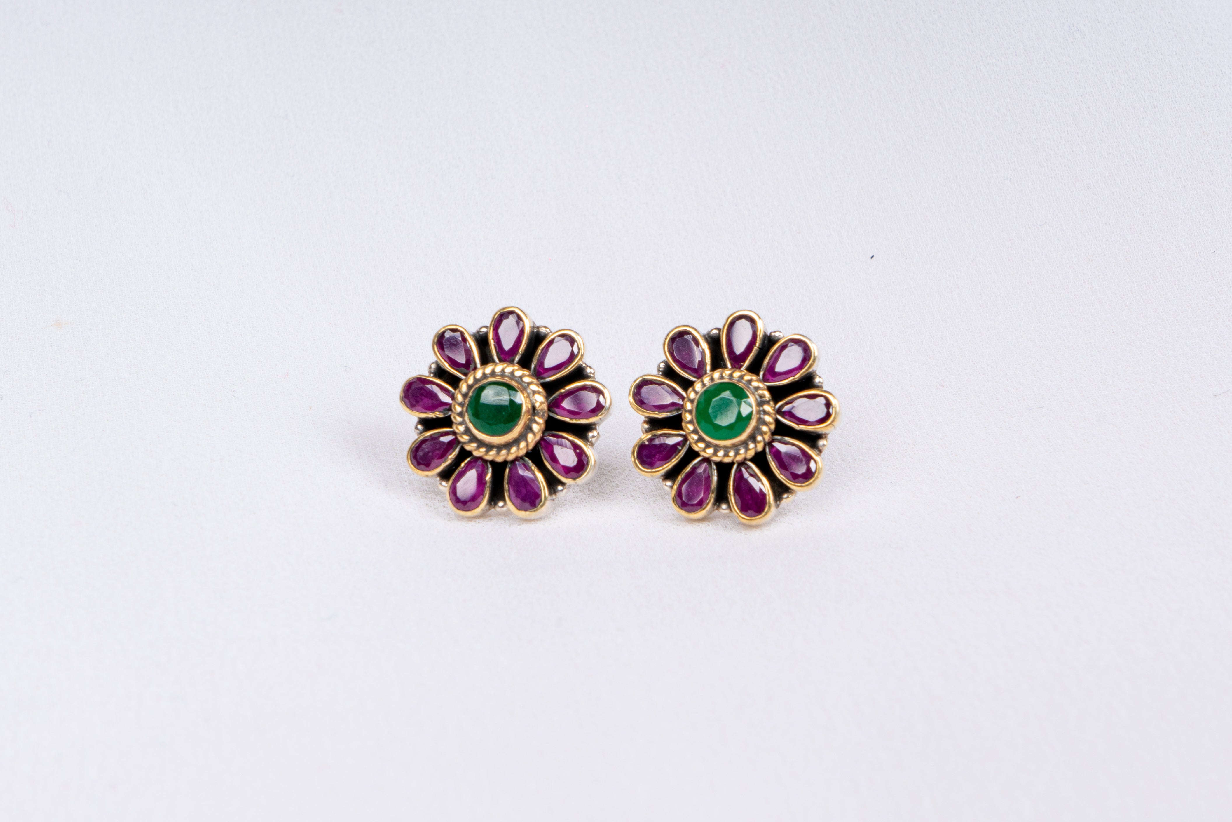 Roselle Bloom Oxidized Pendant Necklace Set