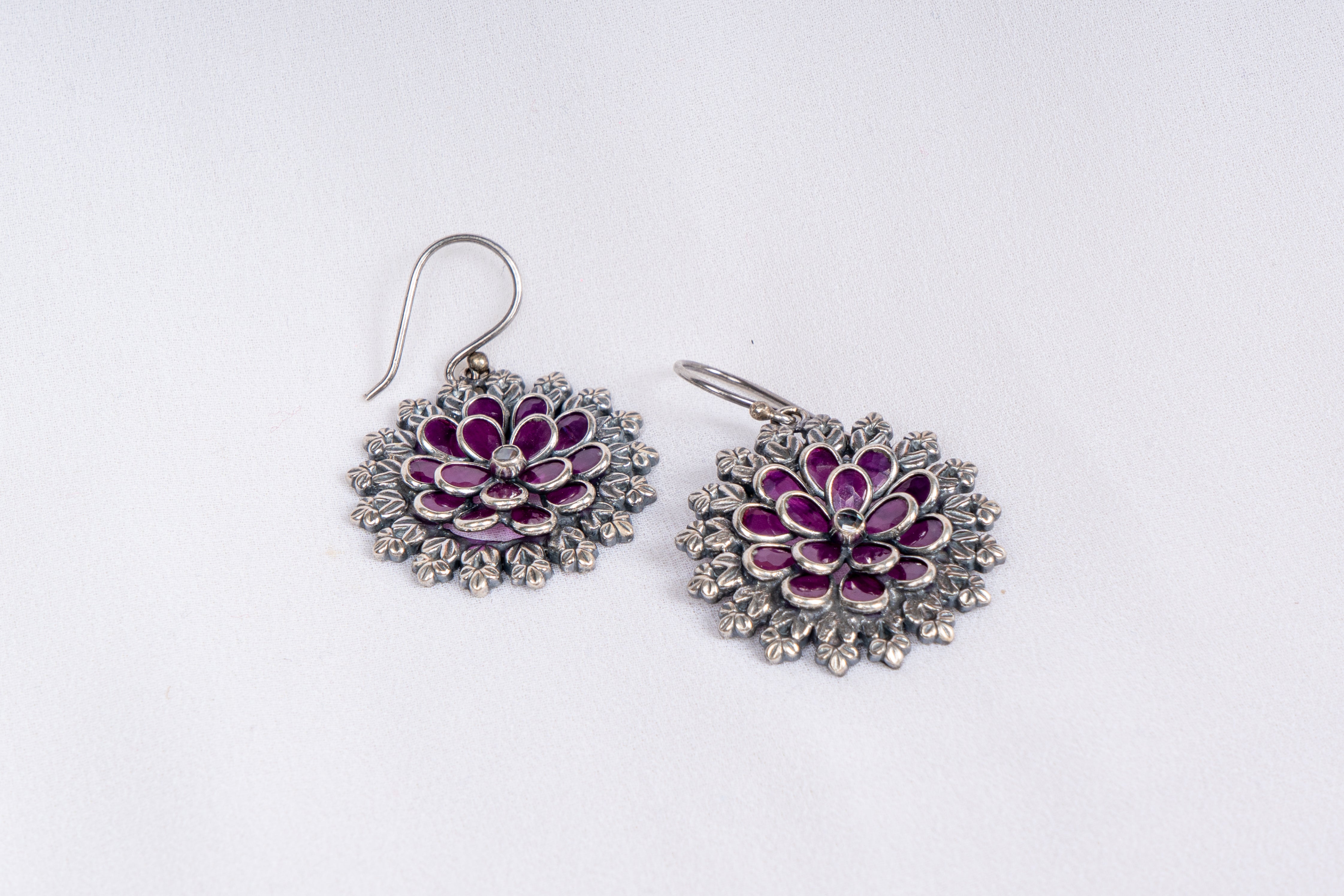 Amethyst Bloom Beaded Pendant Necklace Set
