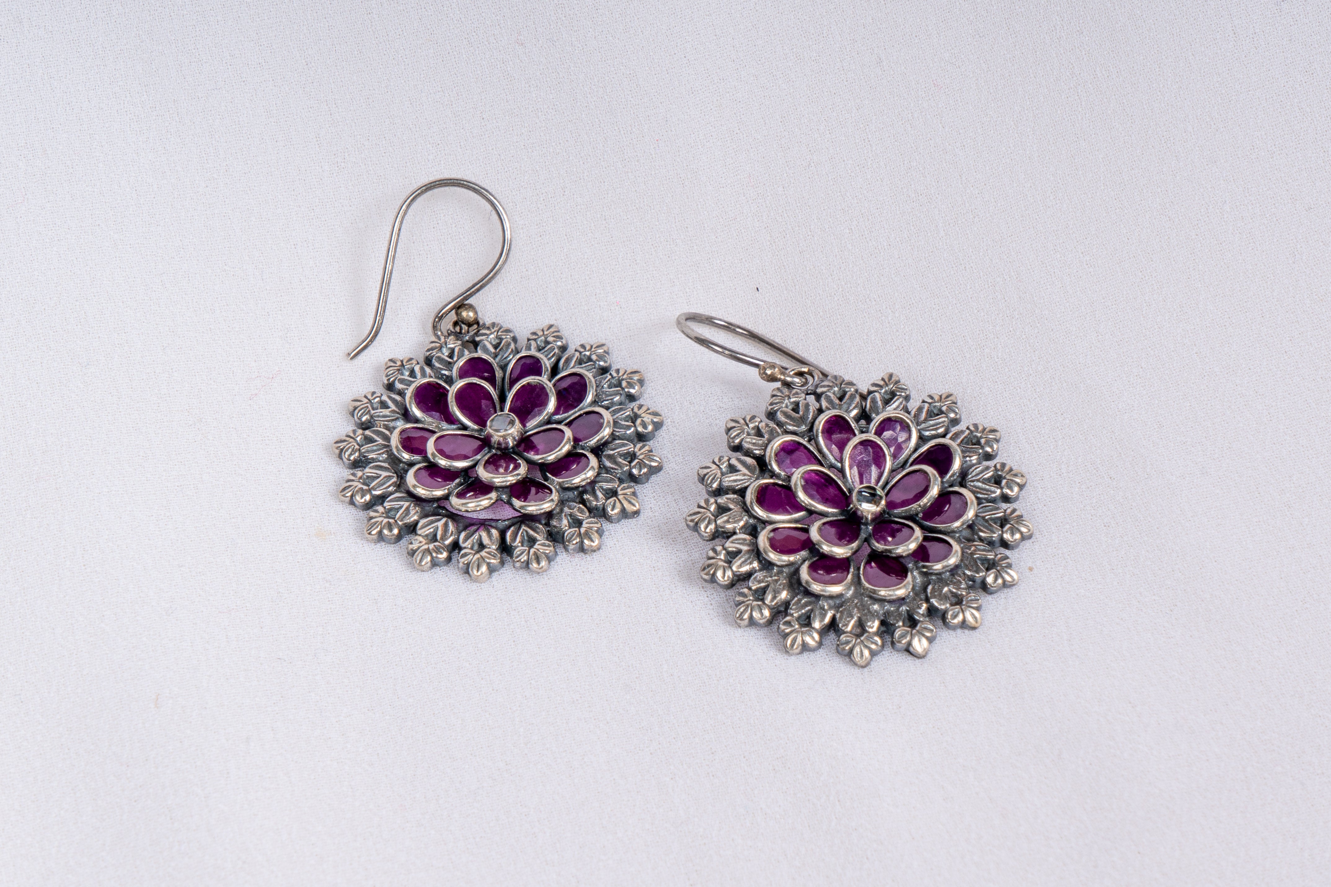 Amethyst Bloom Beaded Pendant Necklace Set